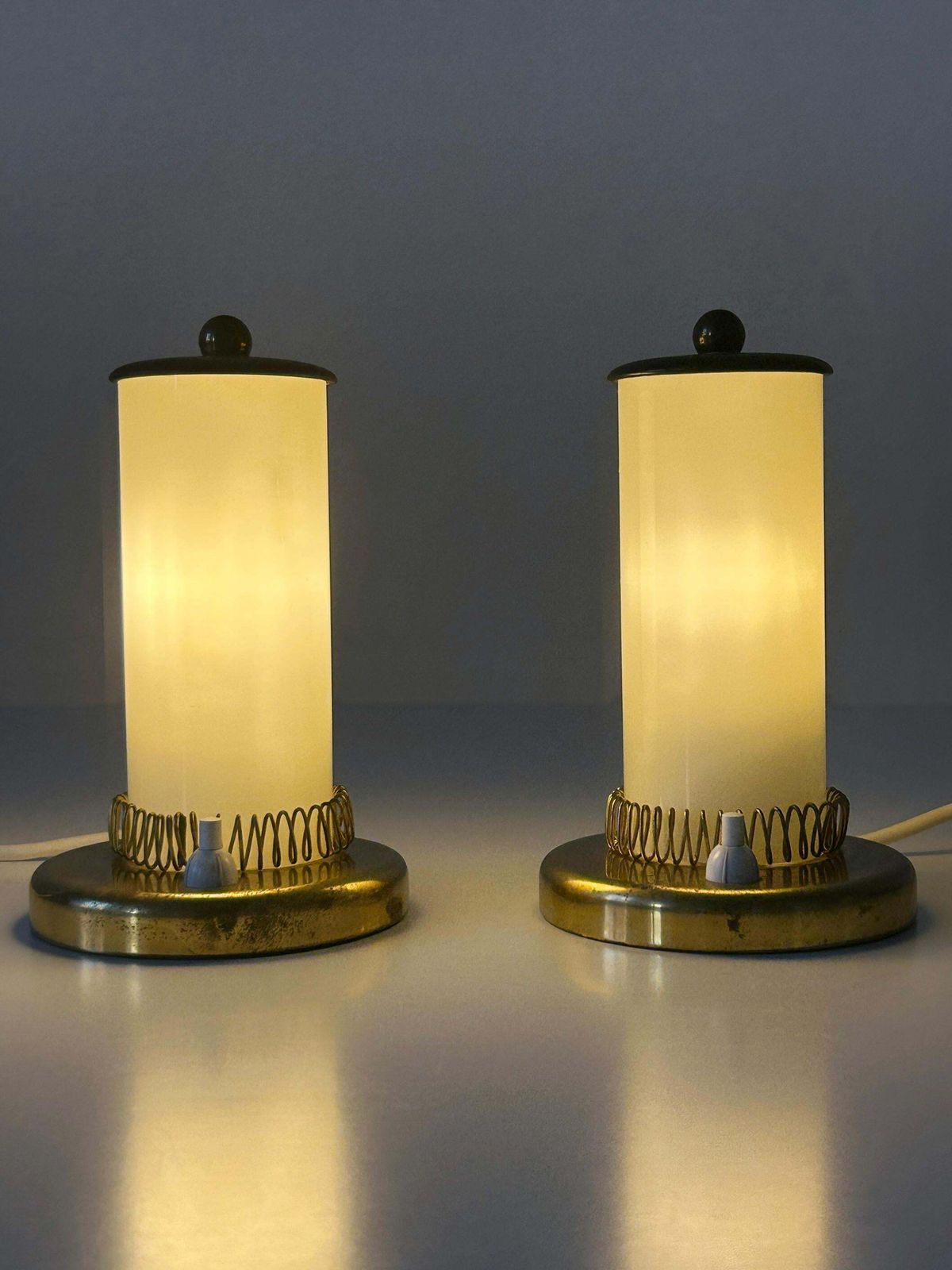 Set Of Two Lovely Mid Century Modern Bedside Table Lamps Germany 1950s photo furniture