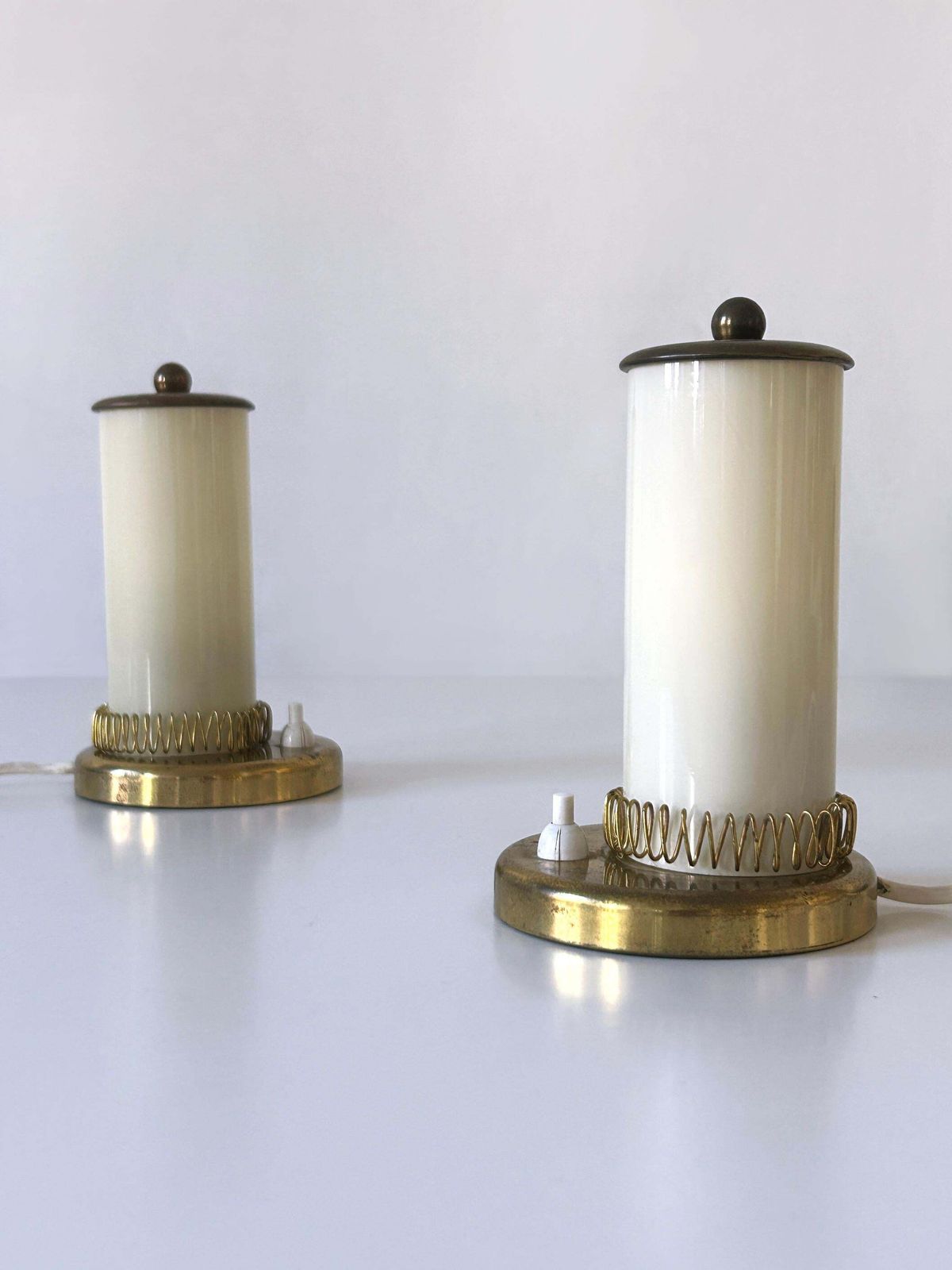 photo for sale Set Of Two Lovely Mid Century Modern Bedside Table Lamps Germany 1950s