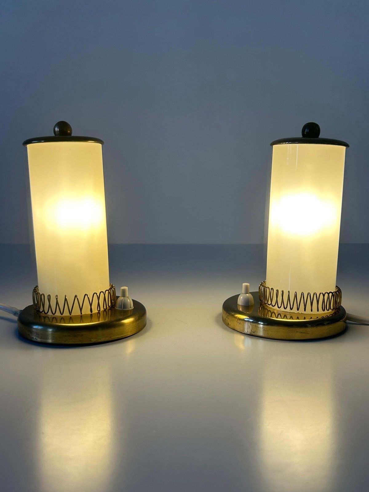 Set Of Two Lovely Mid Century Modern Bedside Table Lamps Germany 1950s photo Lighting