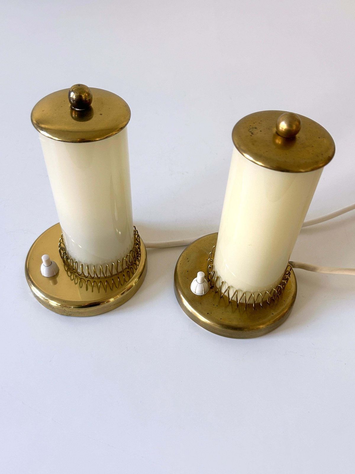 Set Of Two Lovely Mid Century Modern Bedside Table Lamps Germany 1950s photo vinterior
