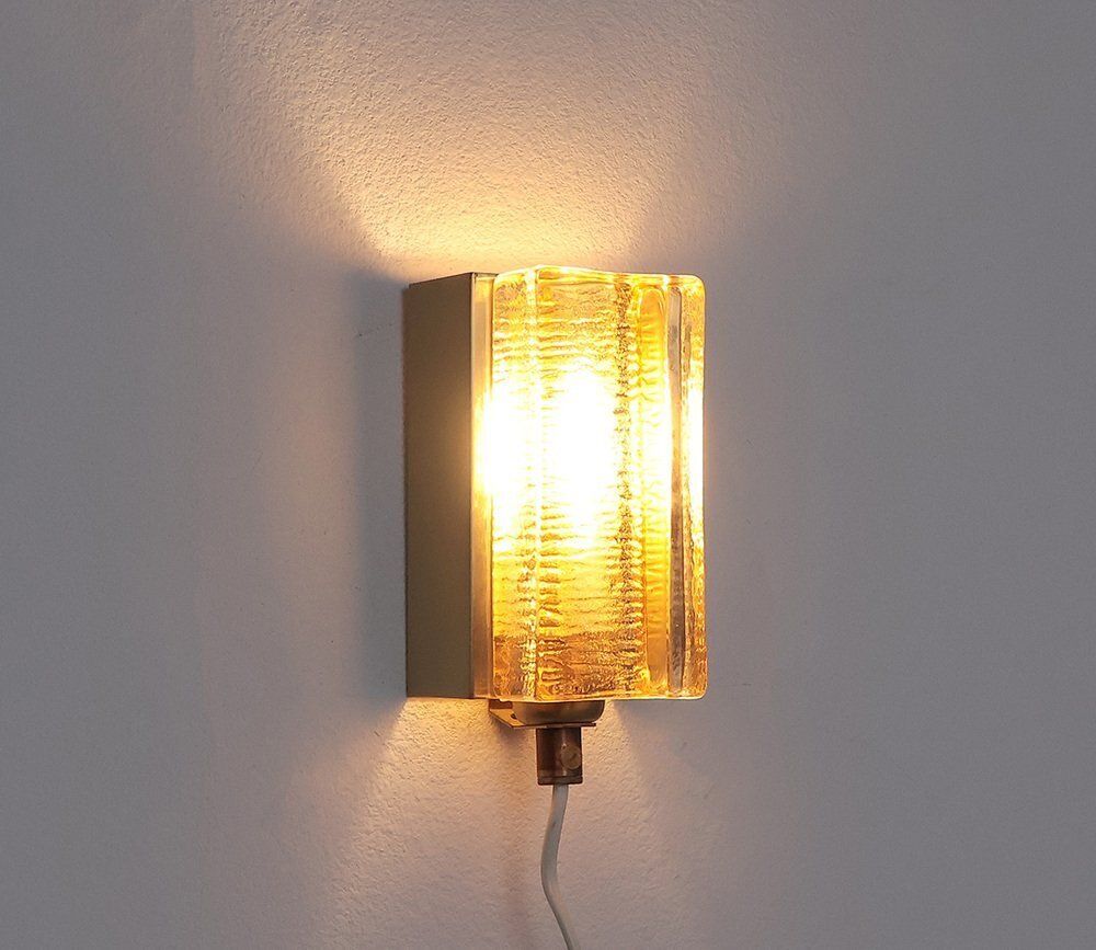 Vitrika Atlantic Brass And Glass Wall Lamps, 1960s, Set Of 2 photo for sale