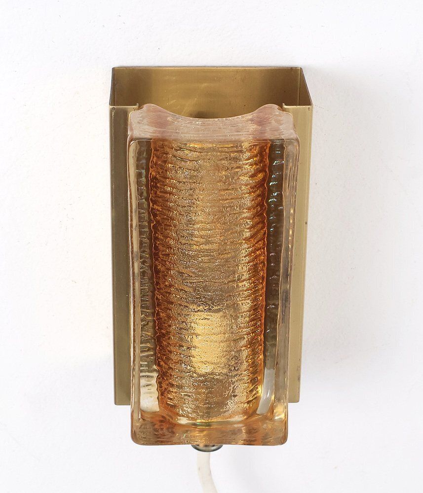 photo furniture Vitrika Atlantic Brass And Glass Wall Lamps, 1960s, Set Of 2