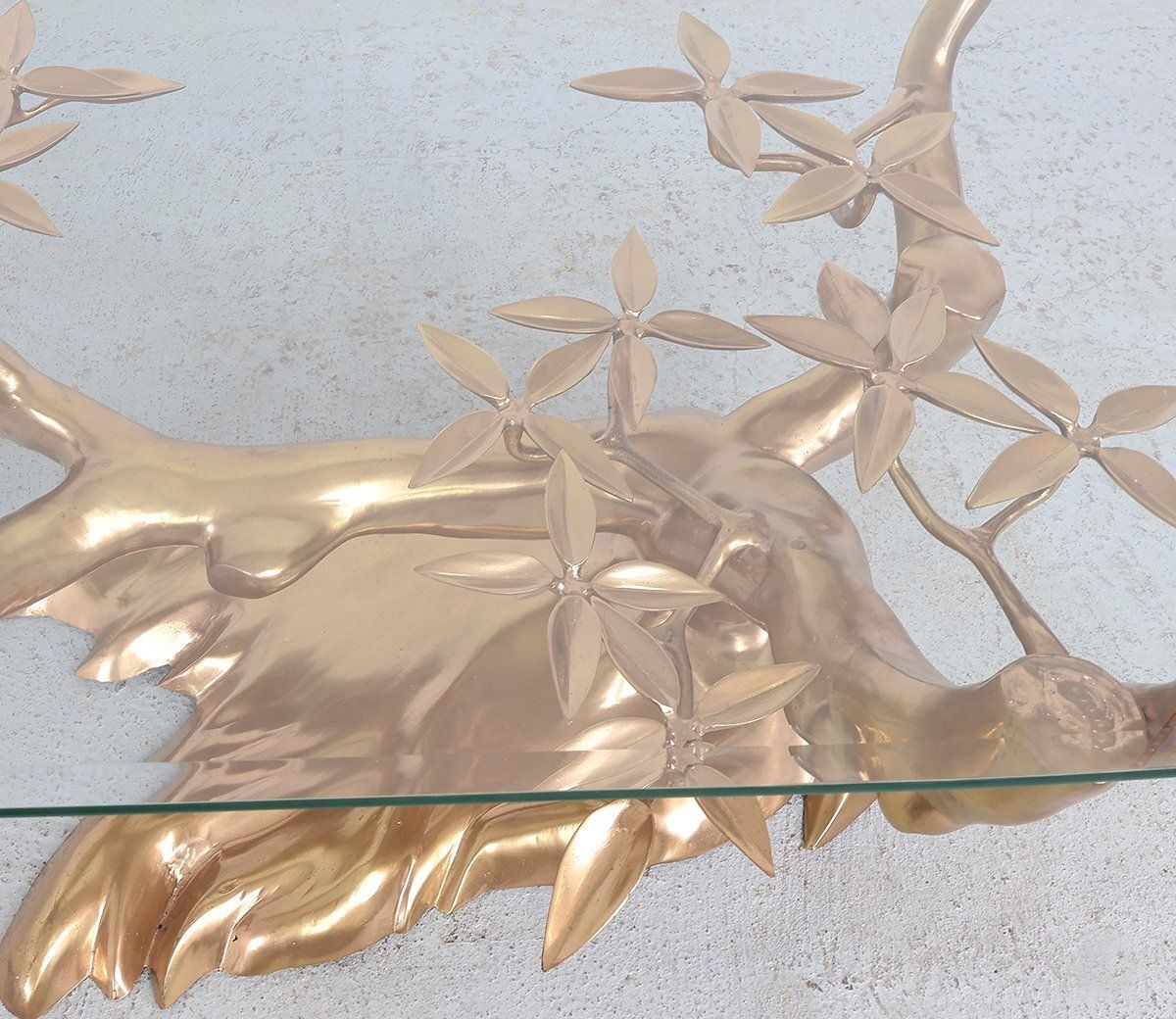 photo vinterior Brass And Glass Bonsai Coffee Table Attributed To Willy Daro, 1970s