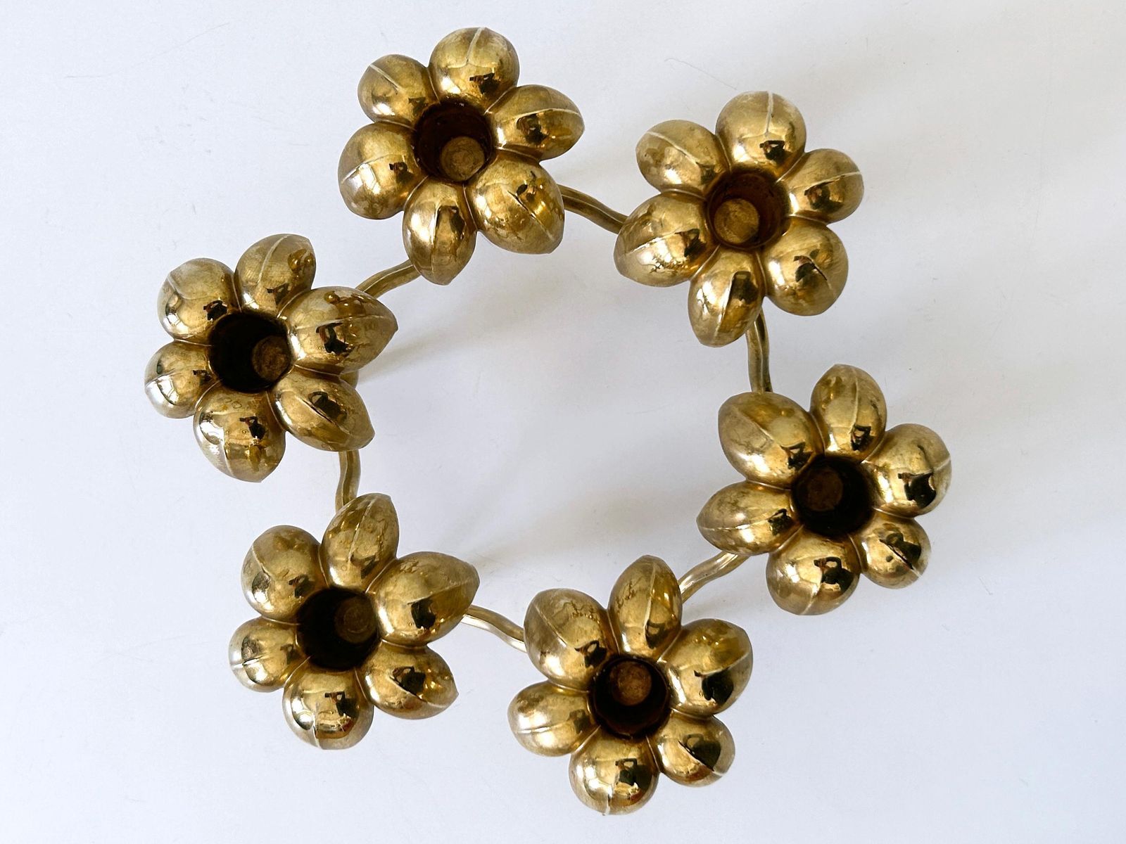Home Decor Rare Mid Century Gilt Brass Candle Holder 'Palm Leaves' By  Bmf Nagel, Germany photo