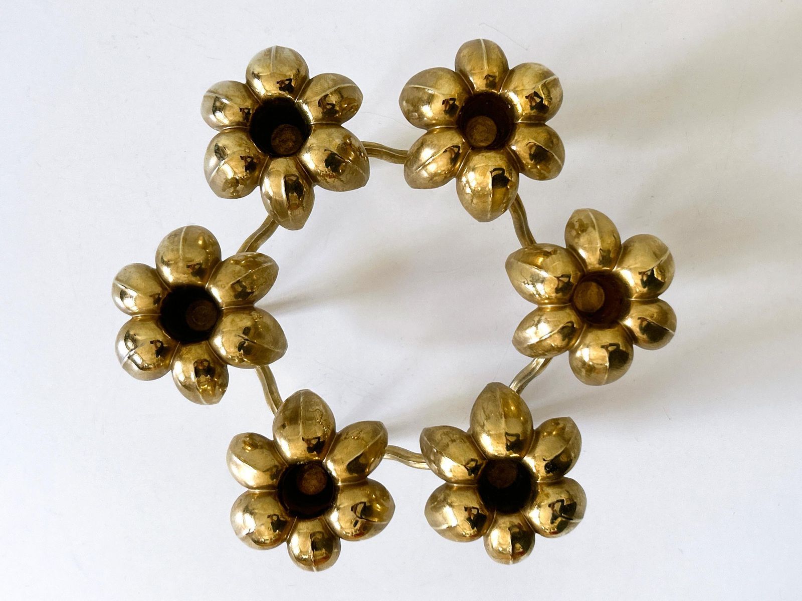 1041.0 Rare Mid Century Gilt Brass Candle Holder 'Palm Leaves' By  Bmf Nagel, Germany photo