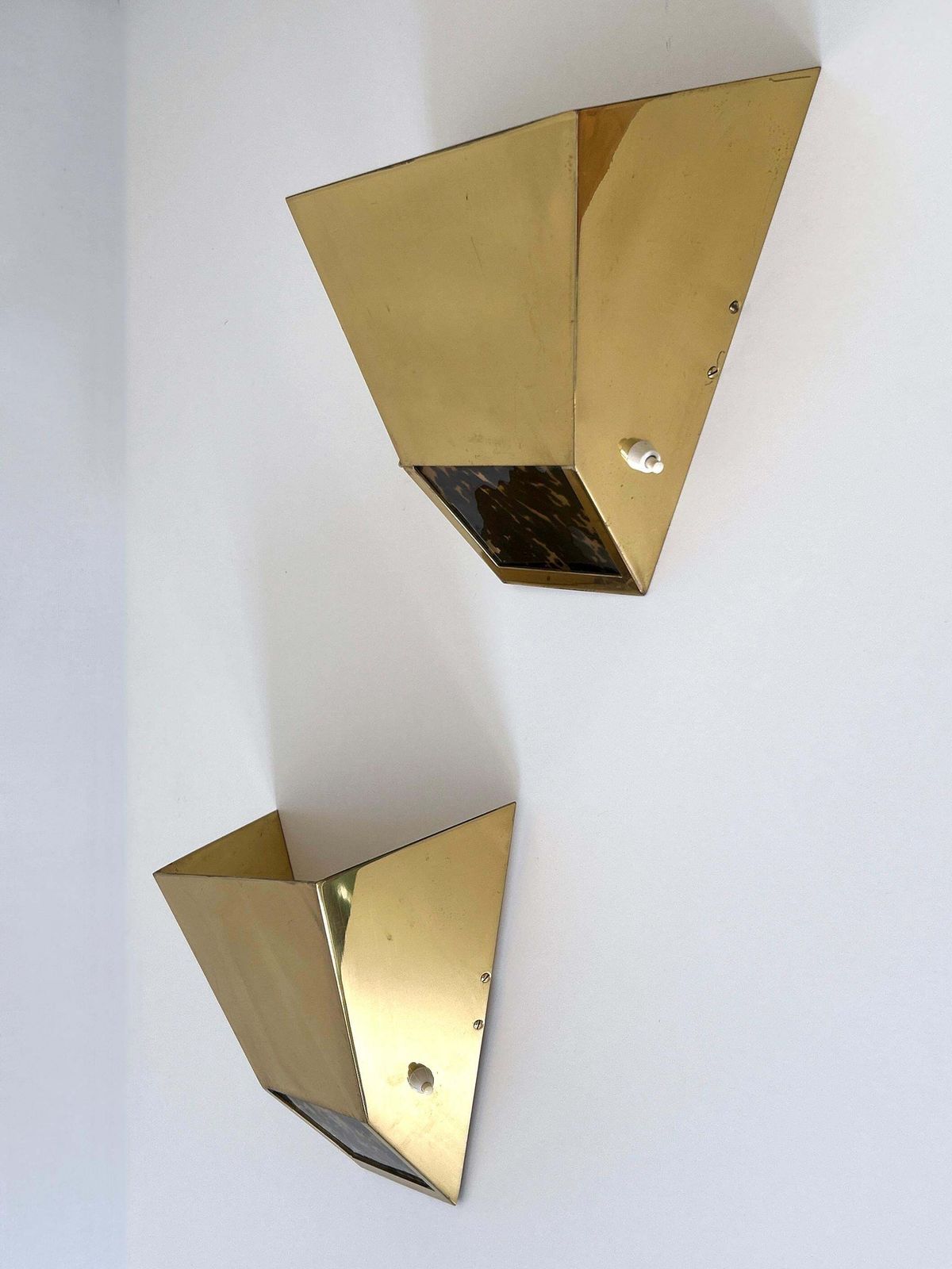 photo buy Set Of Two Elegant Mid Century Brass Sconces By Vereinigte Werkstätten 1970s