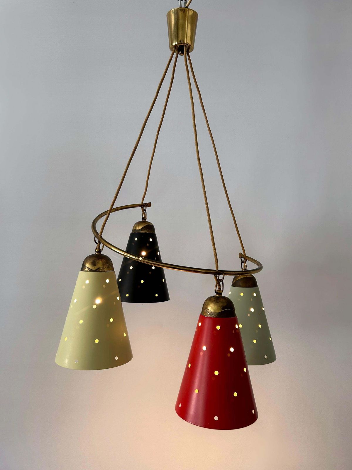 Lovely Four Armed Mid Century Modern Chandelier Or Pendant Light Germany 1950s photo Lighting