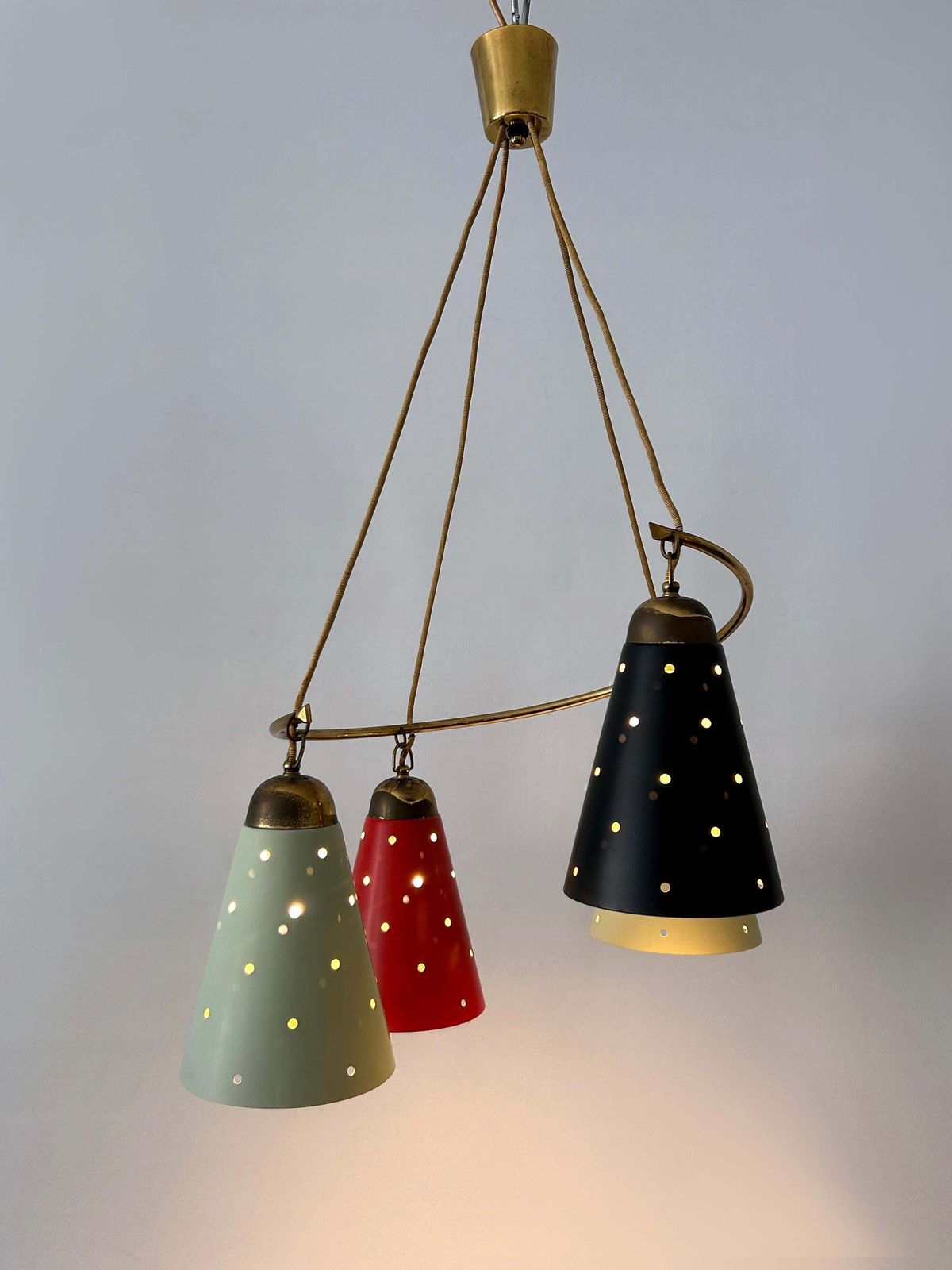 photo for sale Lovely Four Armed Mid Century Modern Chandelier Or Pendant Light Germany 1950s