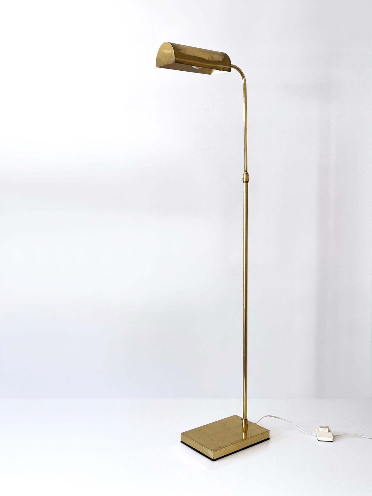 Adjustable Mid Century Modern Brass Floor Lamp Or Reading Light Sweden 1960s photo for sale
