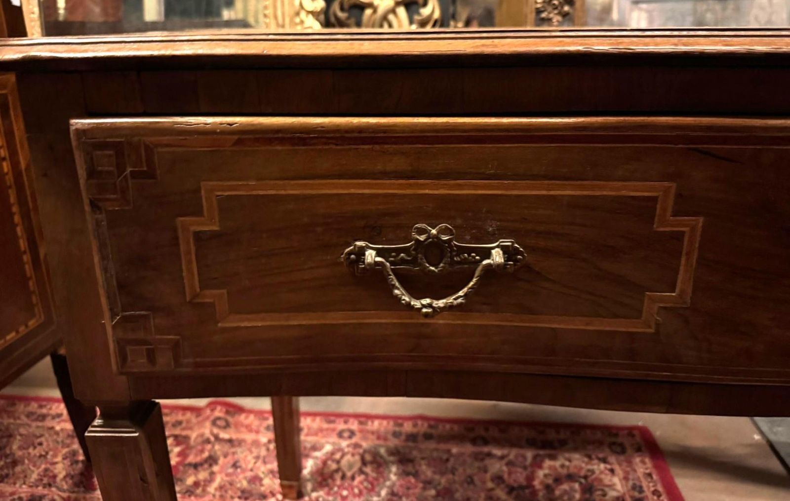 Slab Wood Writing Table, With Central Drawer, Italy photo 1151.0