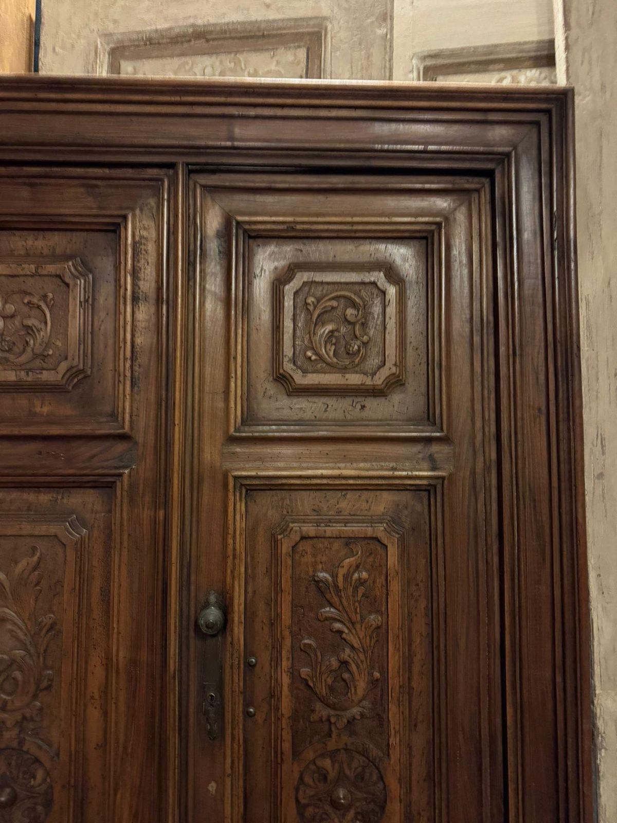 Walnut Double Door With Frame, Richly Carved, Italy photo Home Fixtures