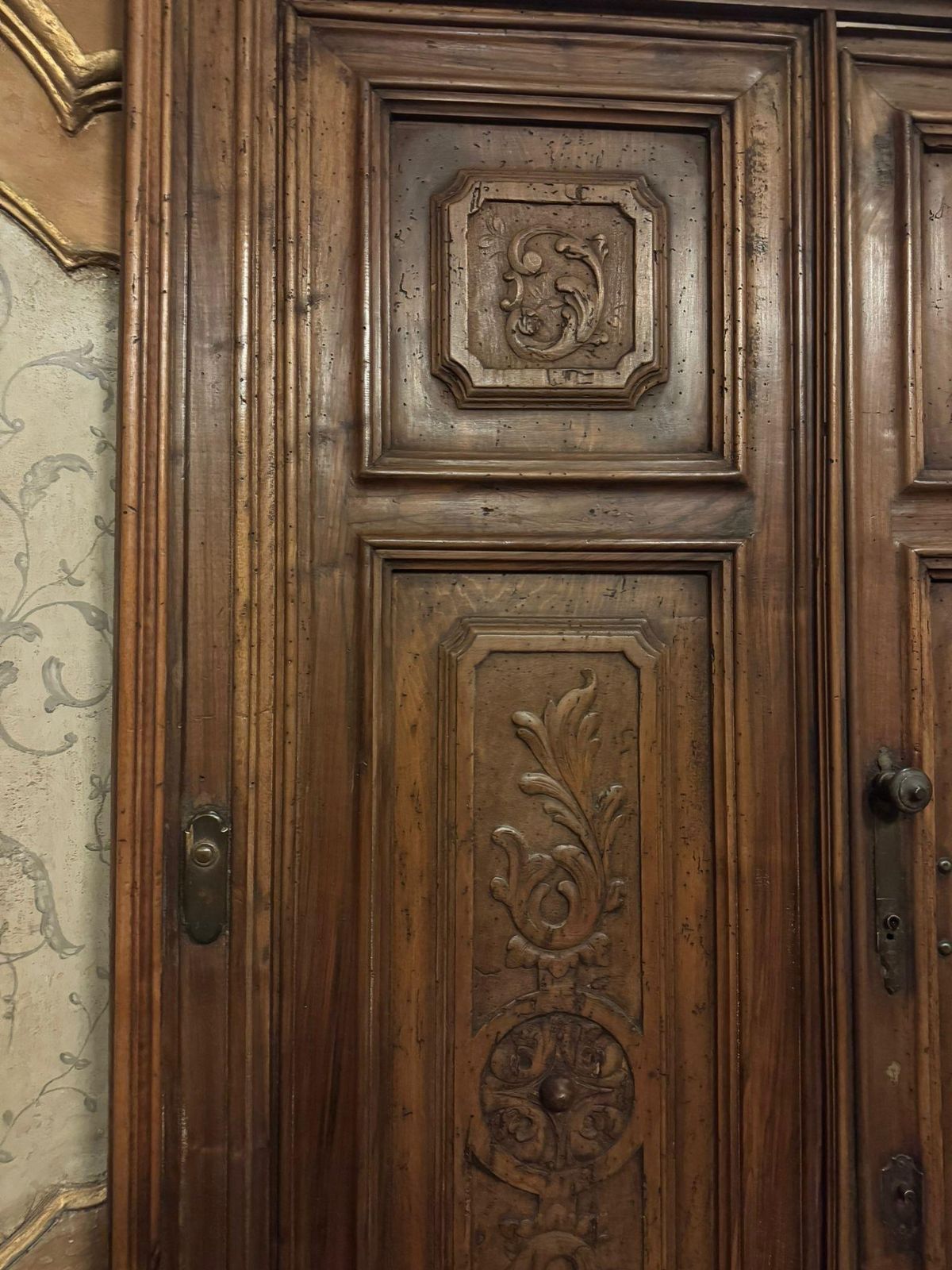 Walnut Double Door With Frame, Richly Carved, Italy photo 4339.0