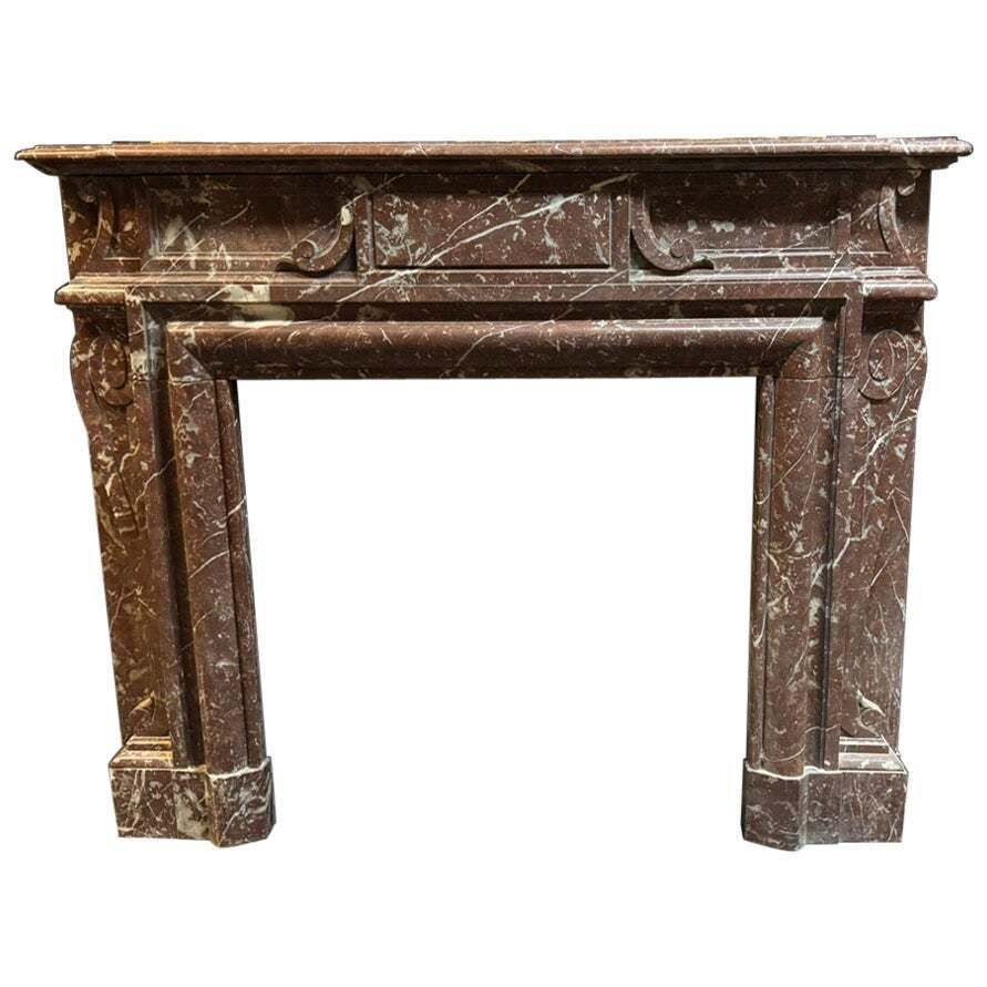 Fine France Red Marble Fireplace With White Veins, Italy