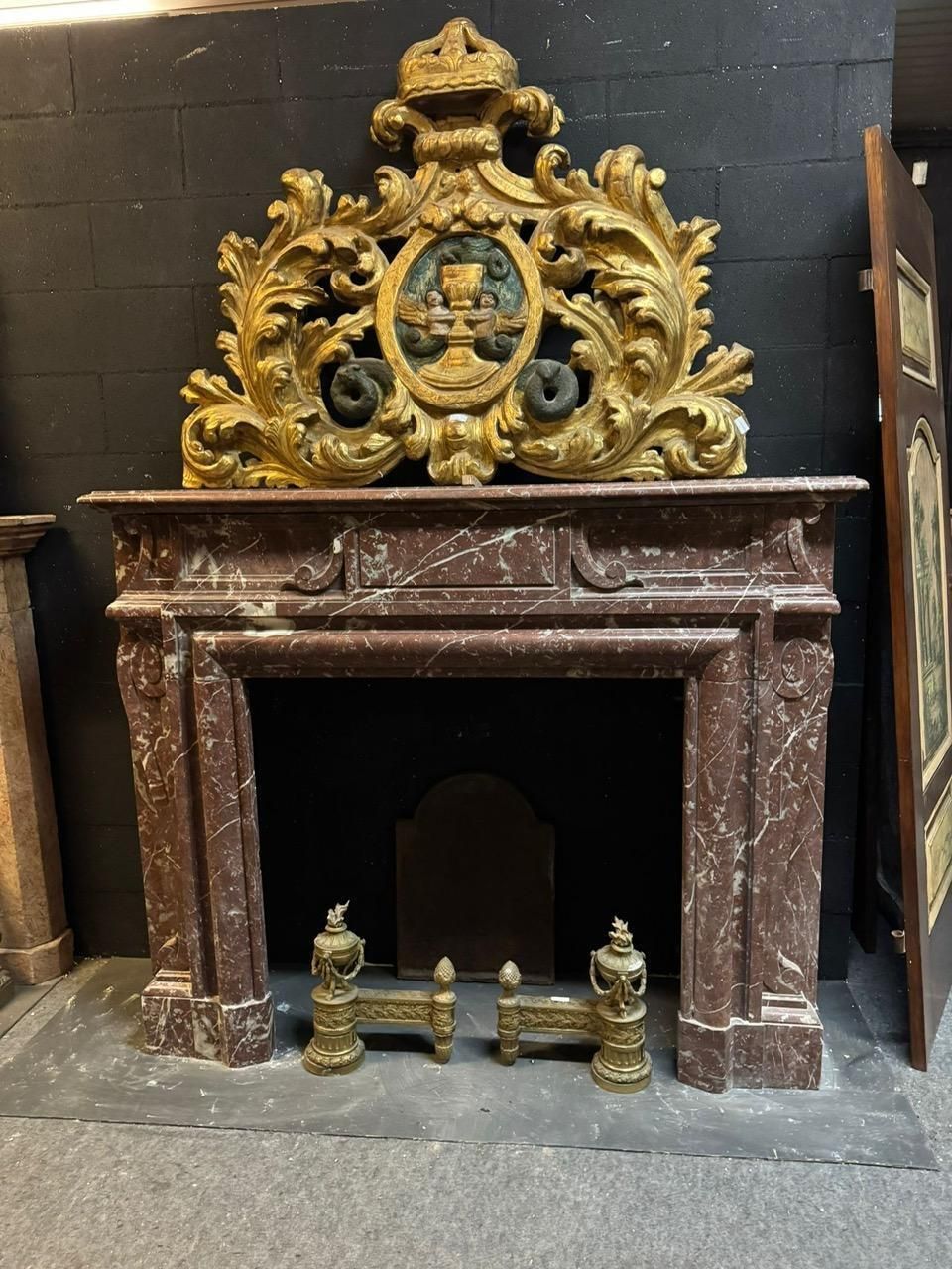 Fine France Red Marble Fireplace With White Veins, Italy photo furniture