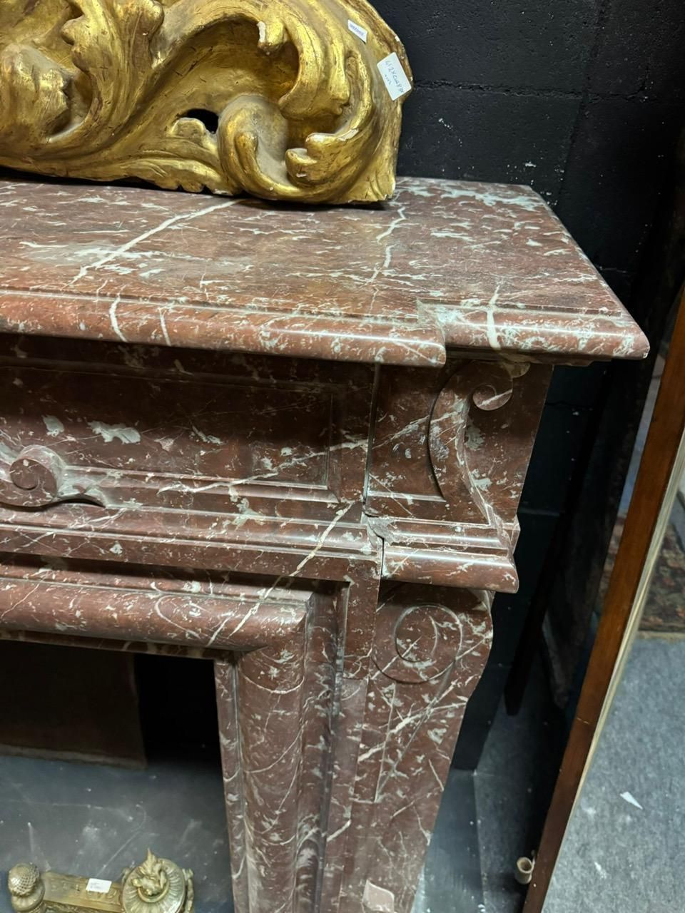 Fine France Red Marble Fireplace With White Veins, Italy photo Home Fixtures