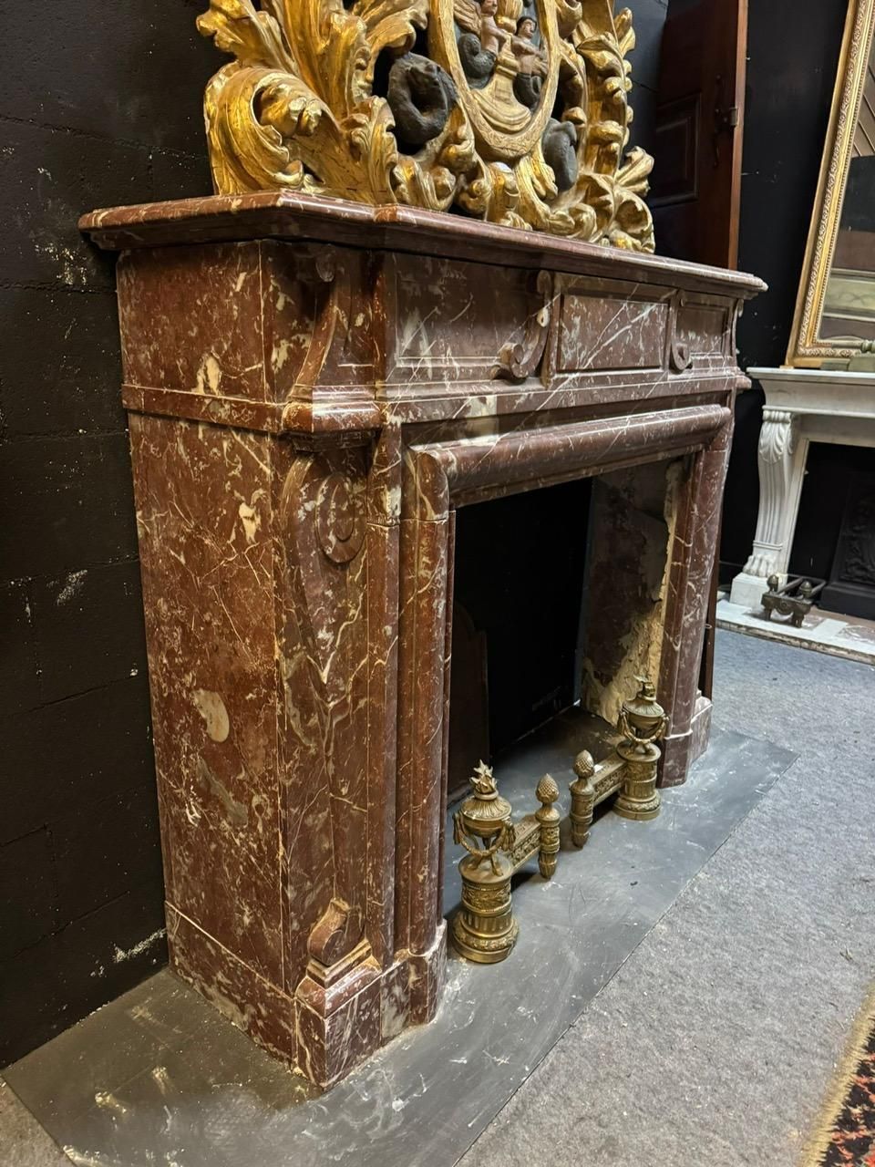 Fine France Red Marble Fireplace With White Veins, Italy photo 3985.0