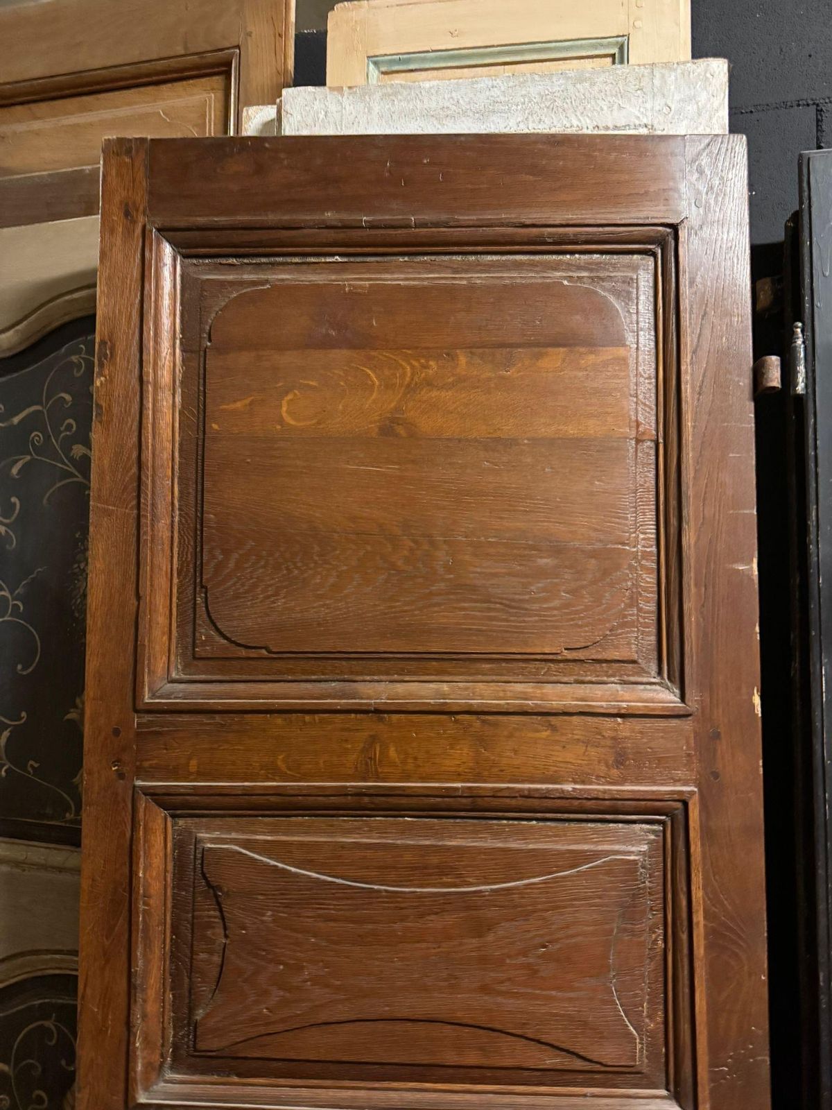Chestnut Door With Carved Panels, Double Sided And With Original Irons, Italy photo buy