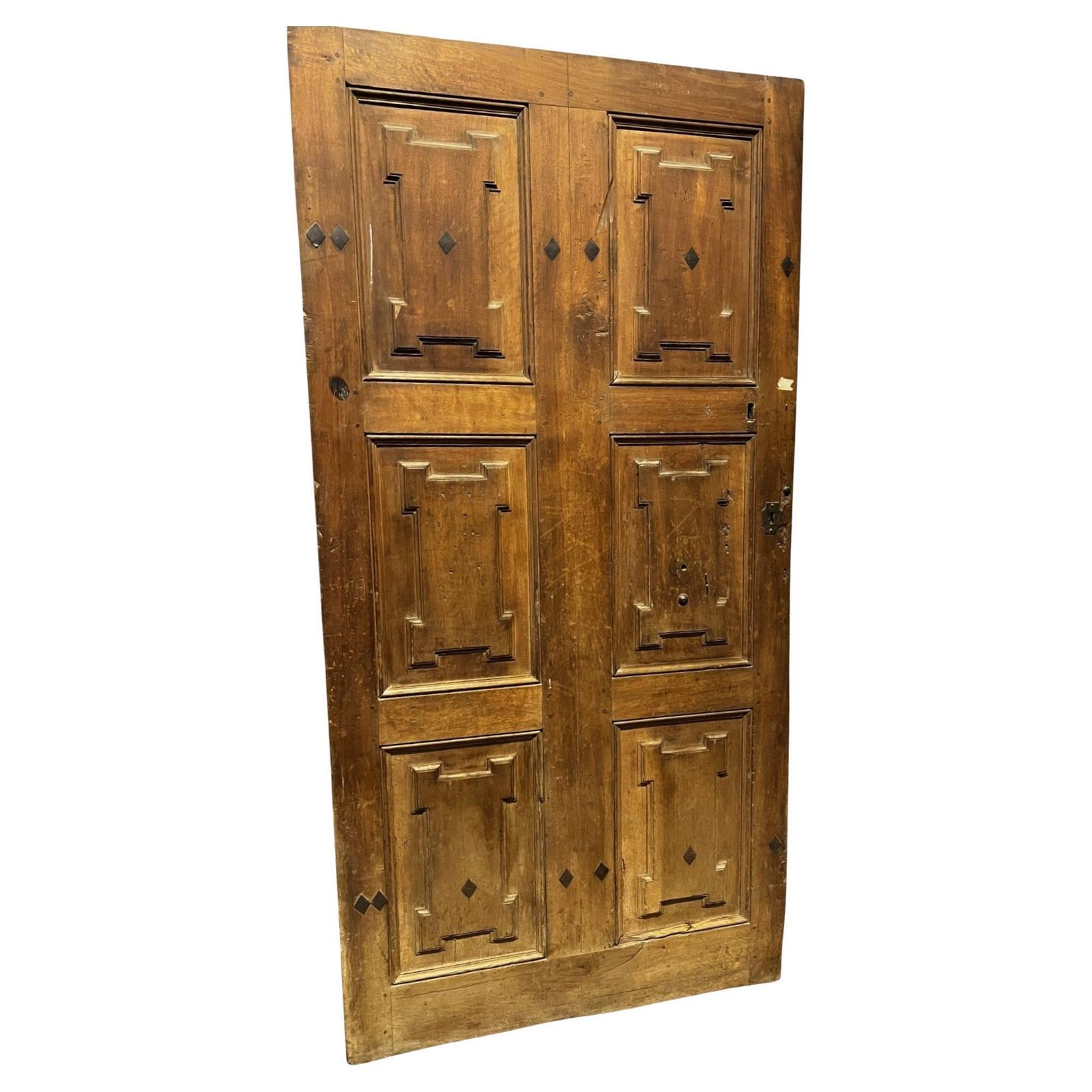 One Door Walnut Front Door With Carved Panels