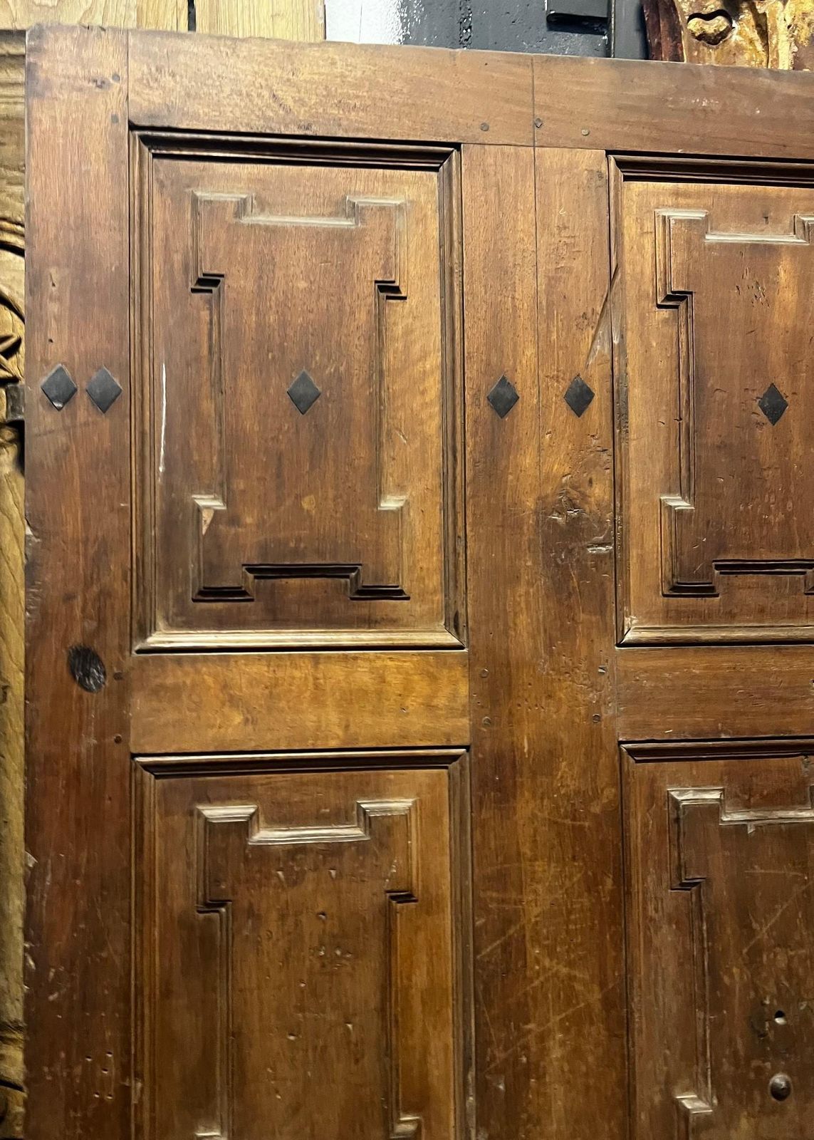 One Door Walnut Front Door With Carved Panels photo 6245.0