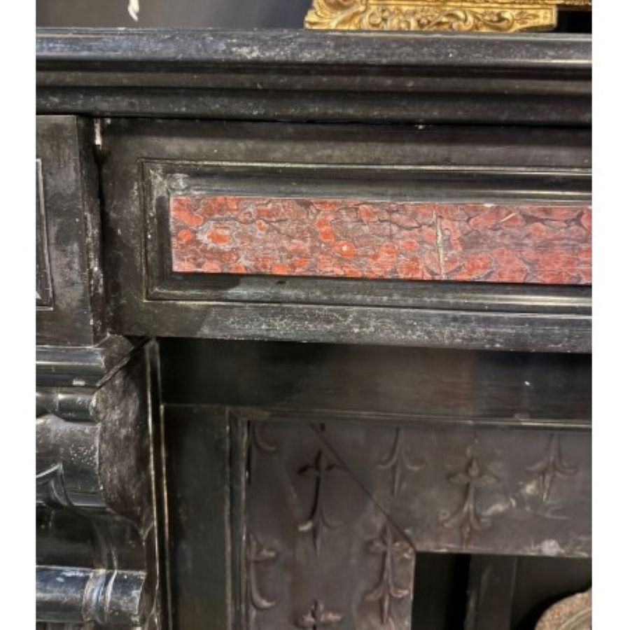 Belgium Black Marble Antique Fireplace With France Red Marble Inlays photo Home Fixtures