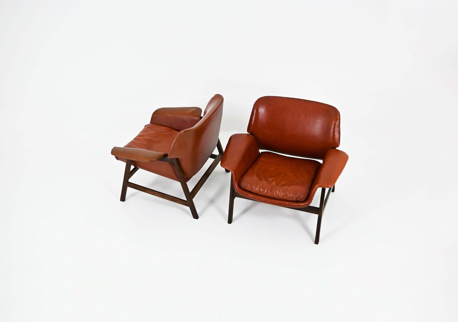 Armchairs "849" By Gianfranco Frattini For Cassina, 1950s, Set Of 2 photo for sale