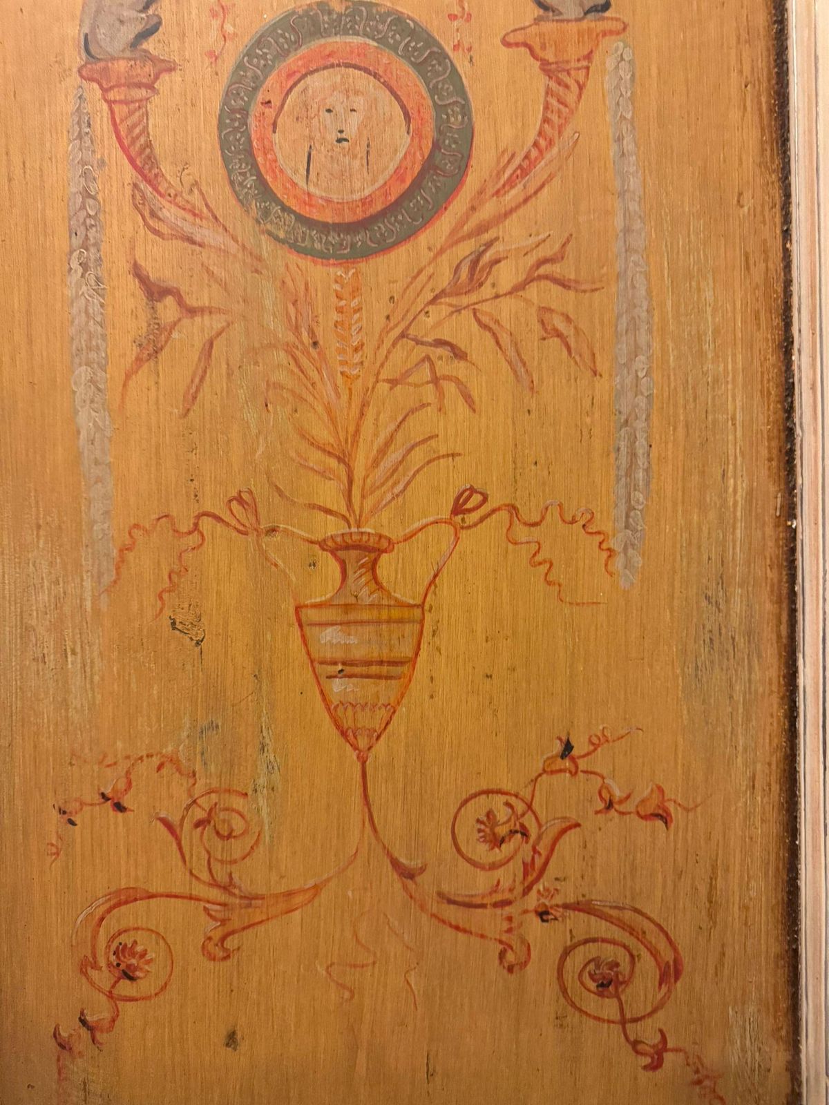 Lacquered Wooden Double Door, Yellow Painted Panels, Italy photo 3643.0