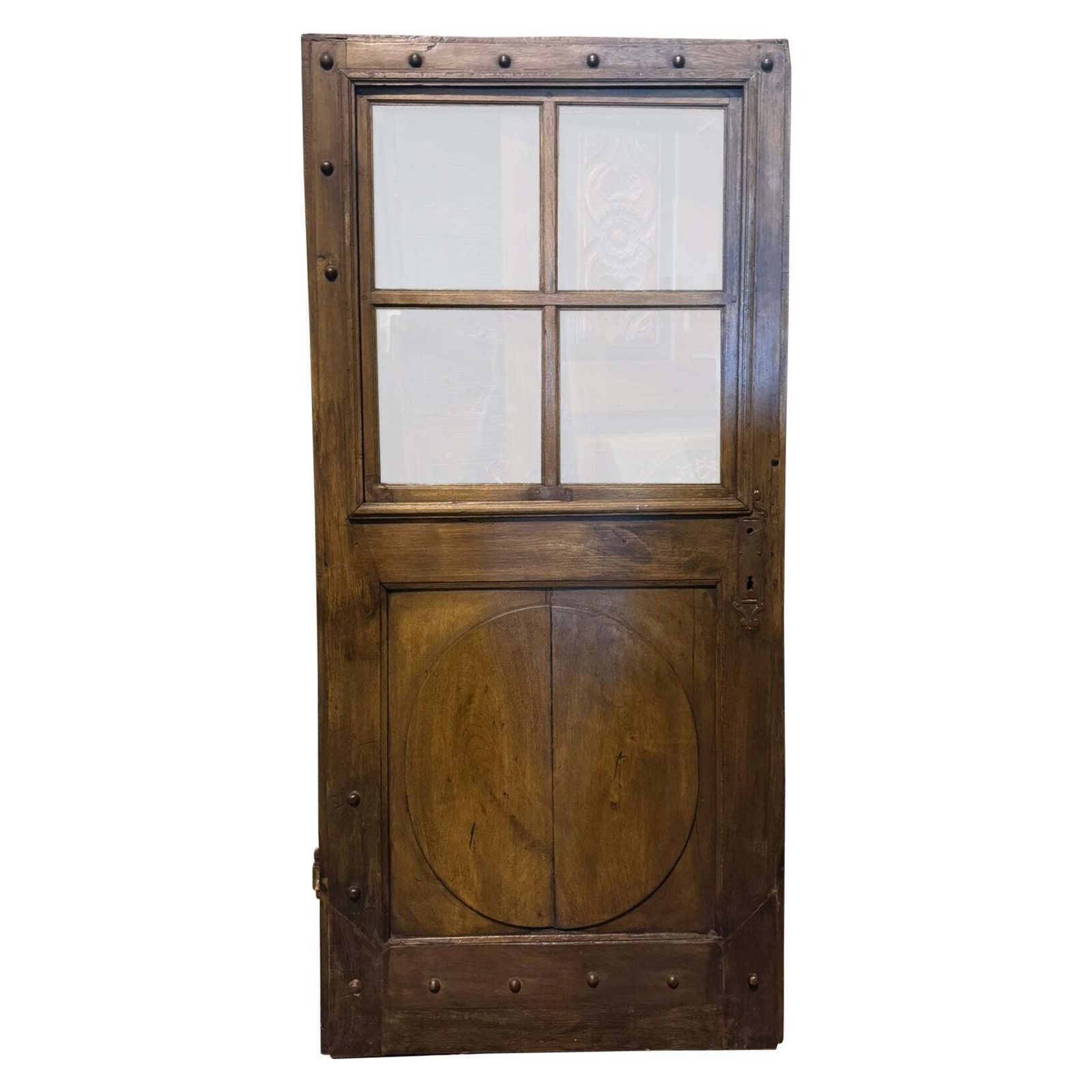 One Wing Glass Door, Walnut Wood With Original Irons, Italy