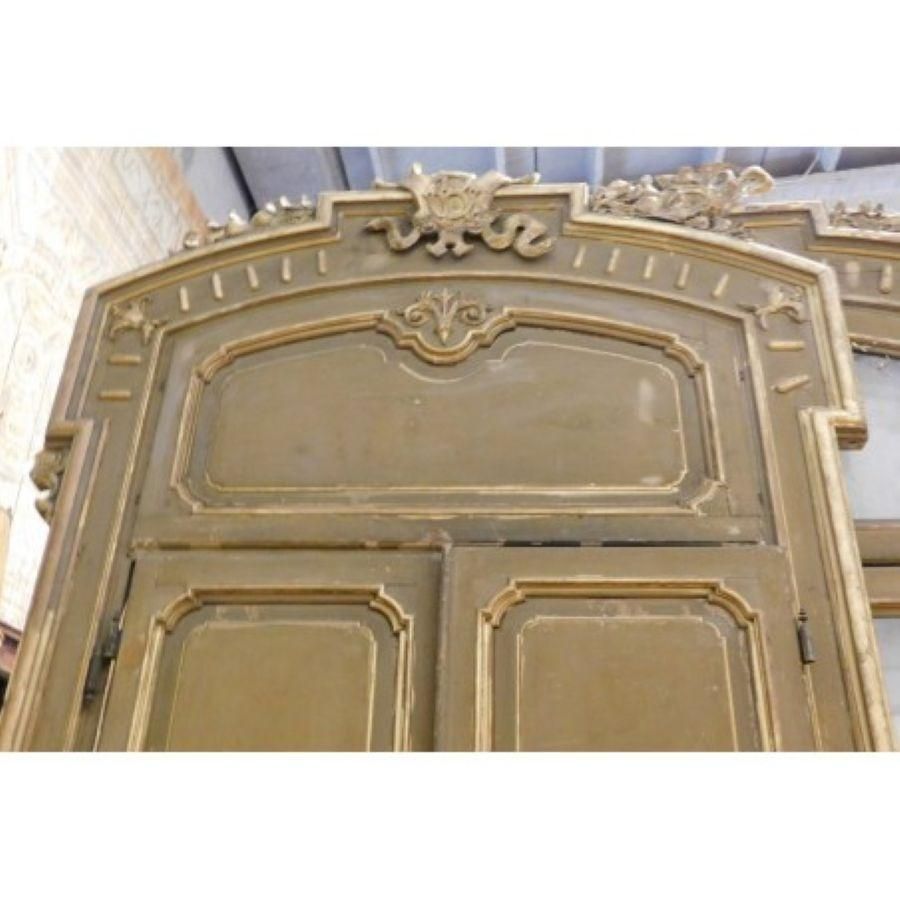 photo for sale Set N.4 Doors Wood Lacquered Gold Green With Glass And Big Frame, Milan Italy