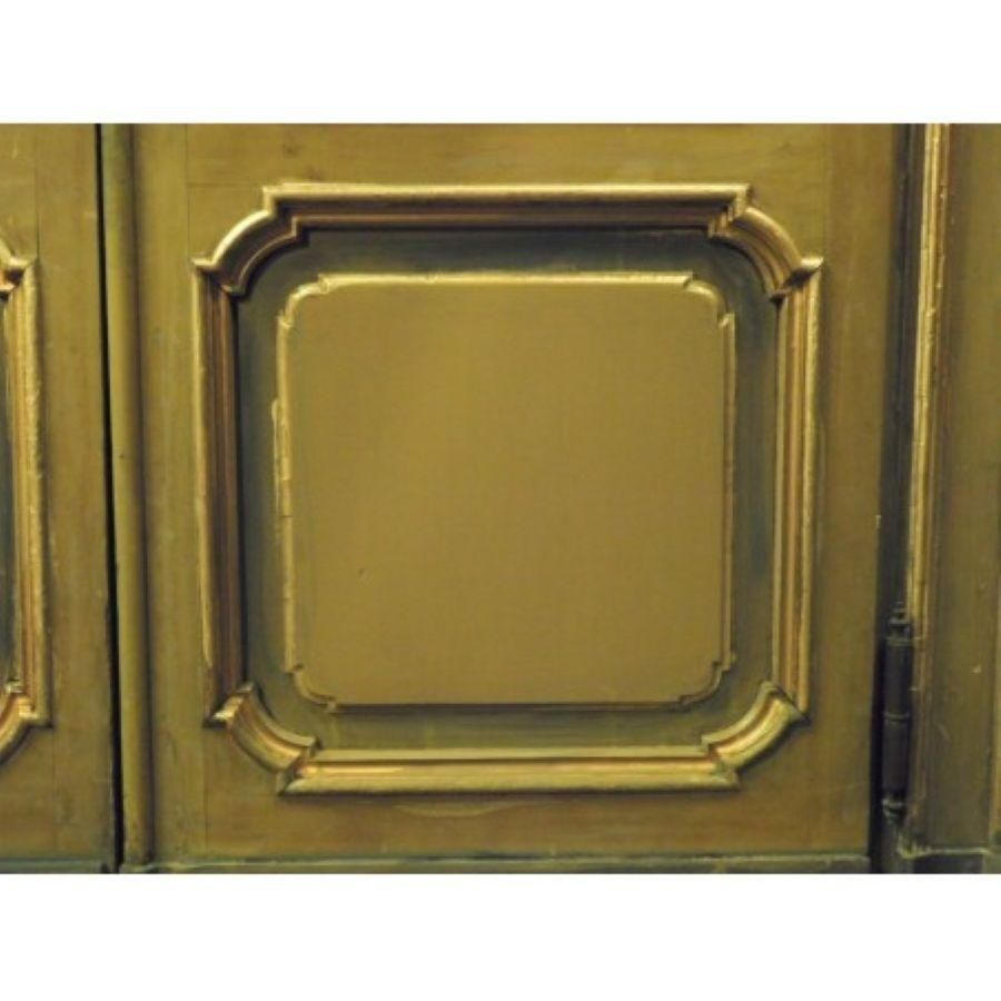 5413.0 Set N.4 Doors Wood Lacquered Gold Green With Glass And Big Frame, Milan Italy photo
