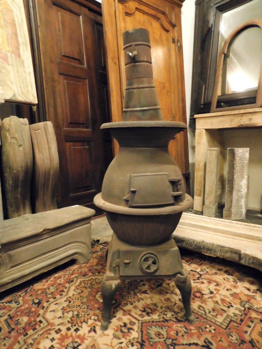 Dark Wrought Iron Stove, Typically From The Italian Valleys photo for sale