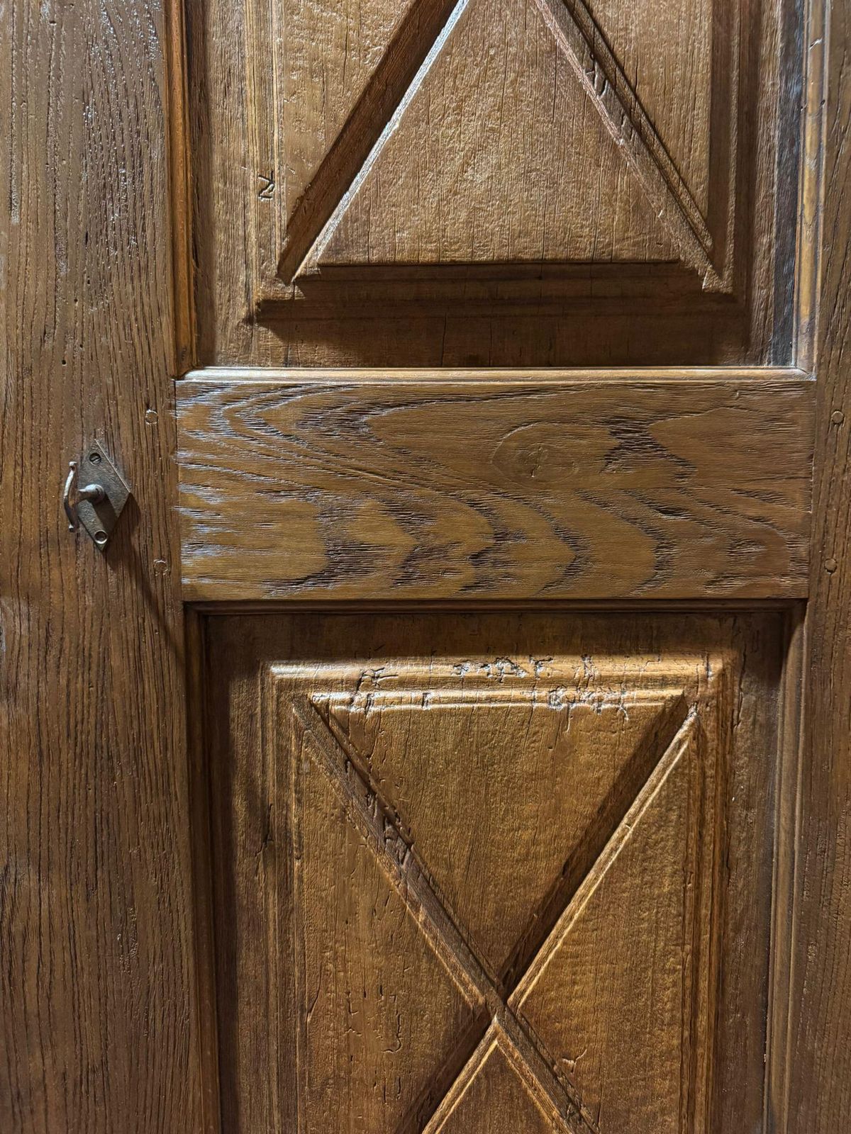 photo for sale Single Leaf Poplar And Oak Door, Cross Carved, Italy