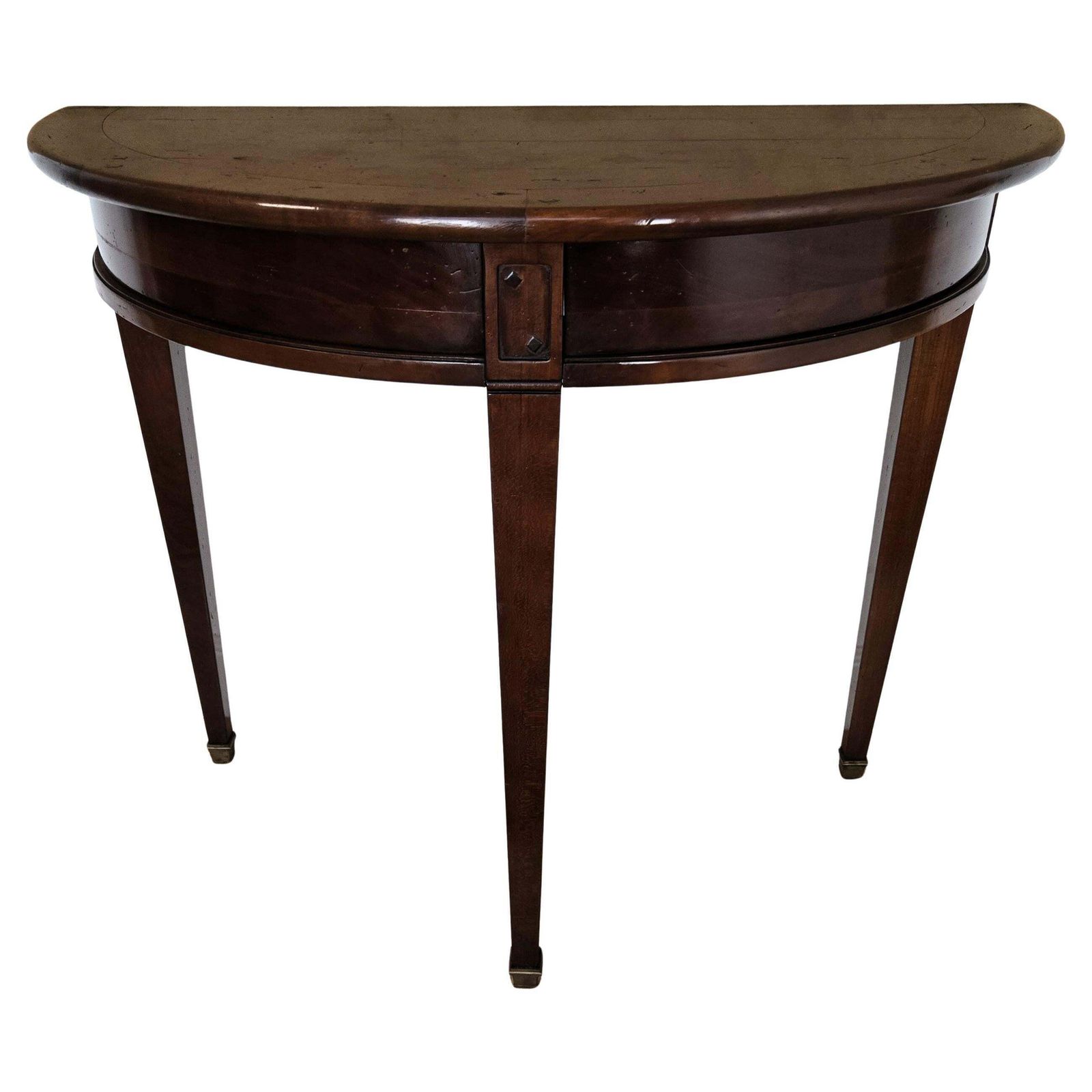 Mid Century Italian Wood Demi Lune Wall Console Side Table With Hidden Drawers