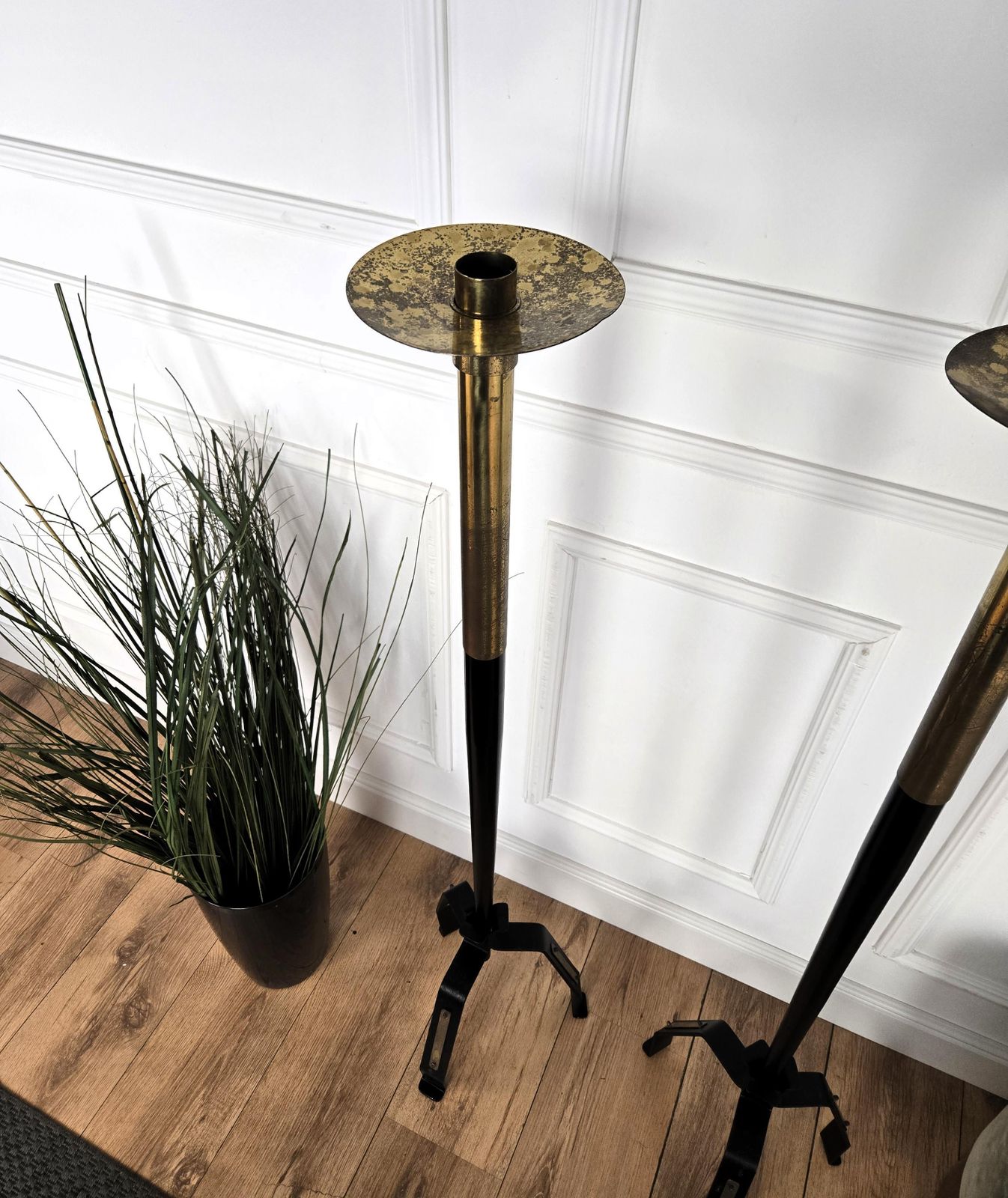Pair Of Italian Mid Century Modern Deco Tall Floor Candle Holders photo Home Decor
