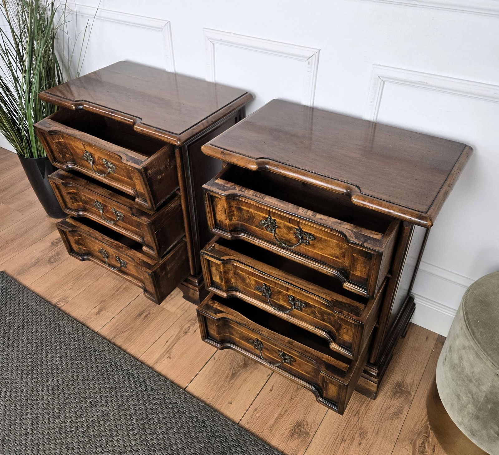 Pair Of Italian Louis XIV Style Rustic Wood Night Stands Bed Or Side Tables photo buy