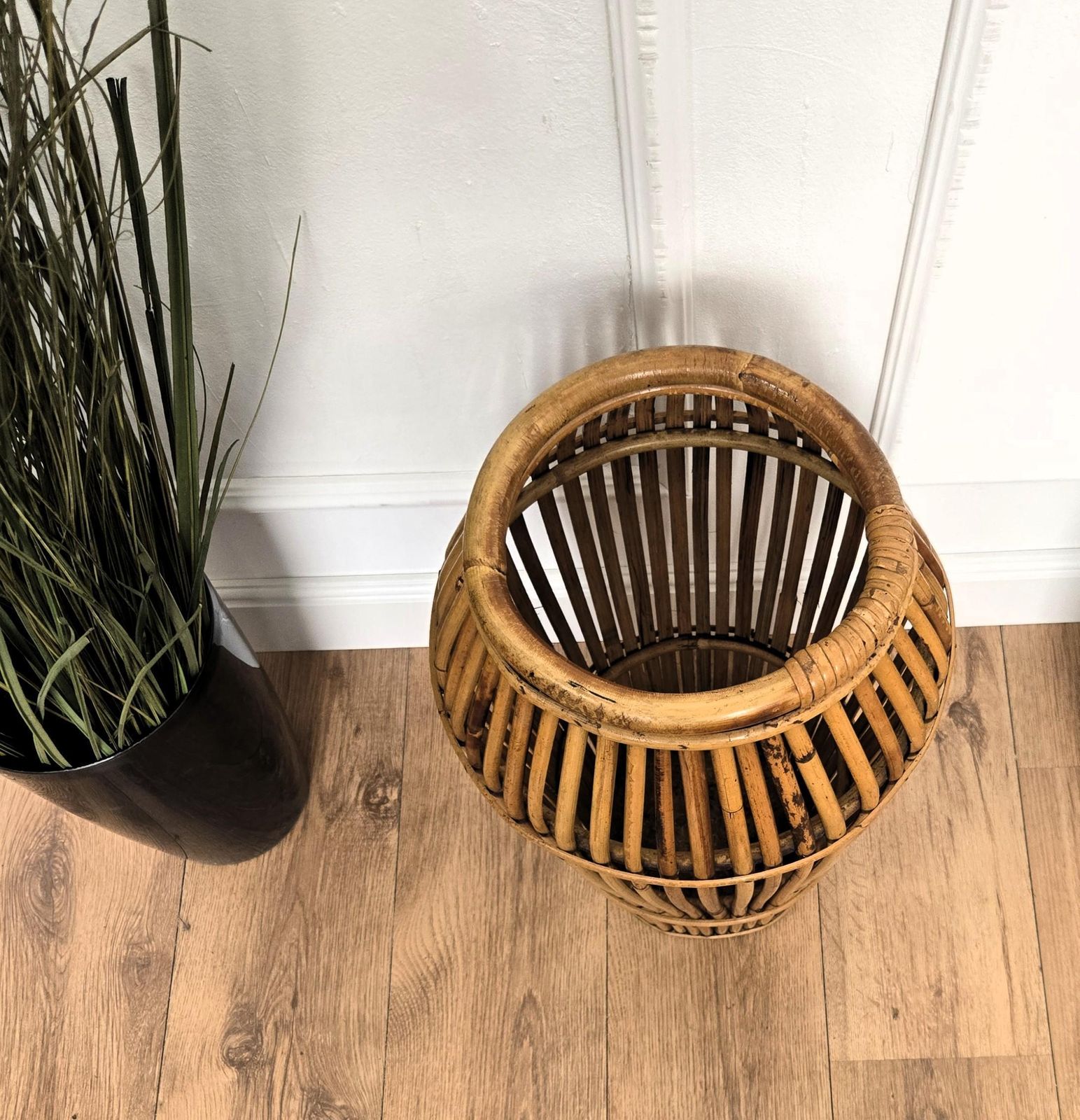 1960s, Italian Bamboo Rattan Bohemian French Riviera Umbrella Stand Rack photo 629.0