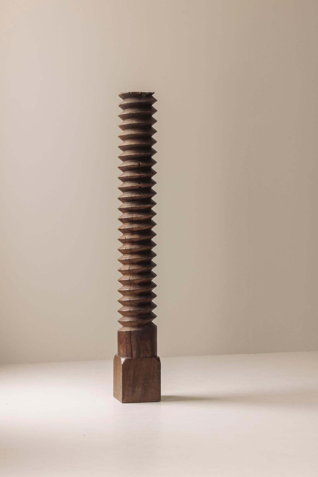 Large French Turned Oak Pedestal In The Taste Of Charles Dudouyt, France 1930s. photo furniture