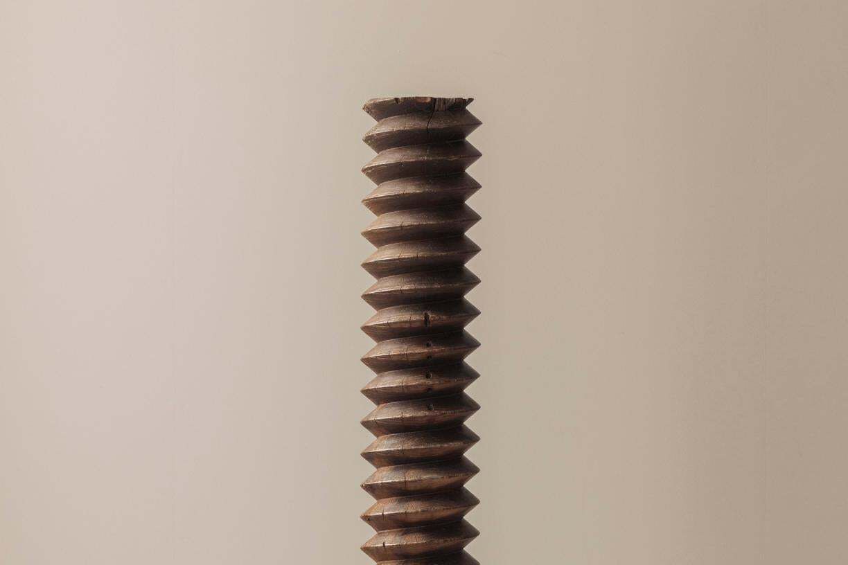 Large French Turned Oak Pedestal In The Taste Of Charles Dudouyt, France 1930s. photo Home Decor