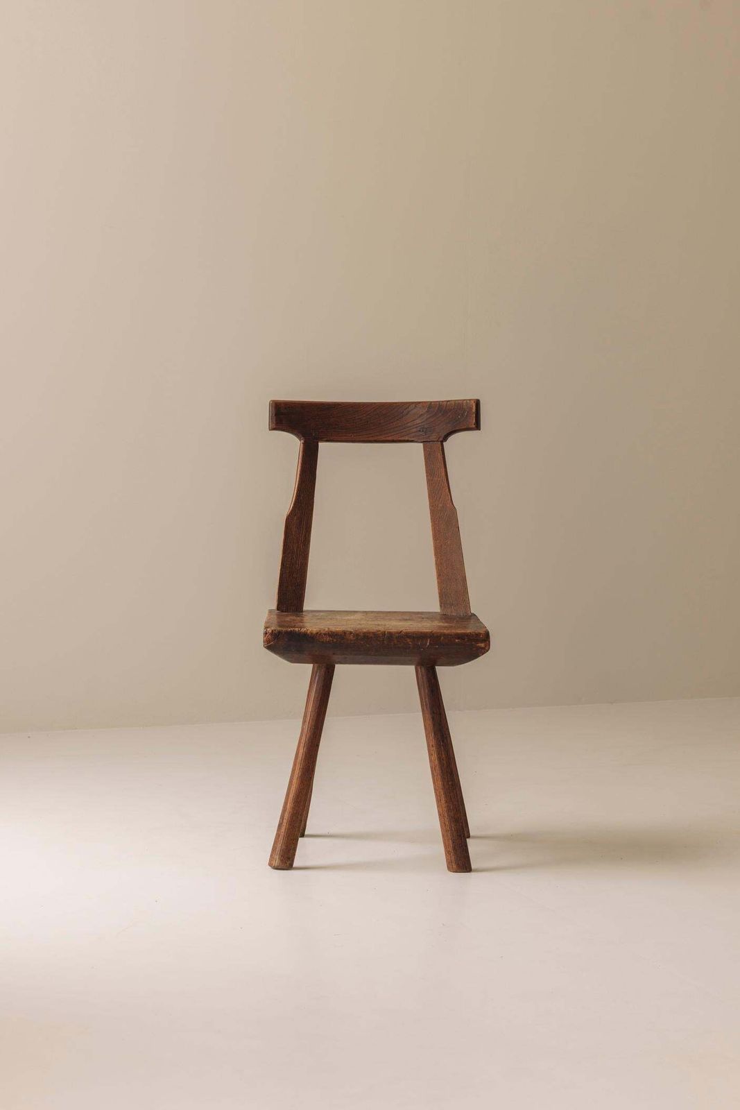 Early 19th Century Sculptural French Side Chair In Solid Oak. photo for sale