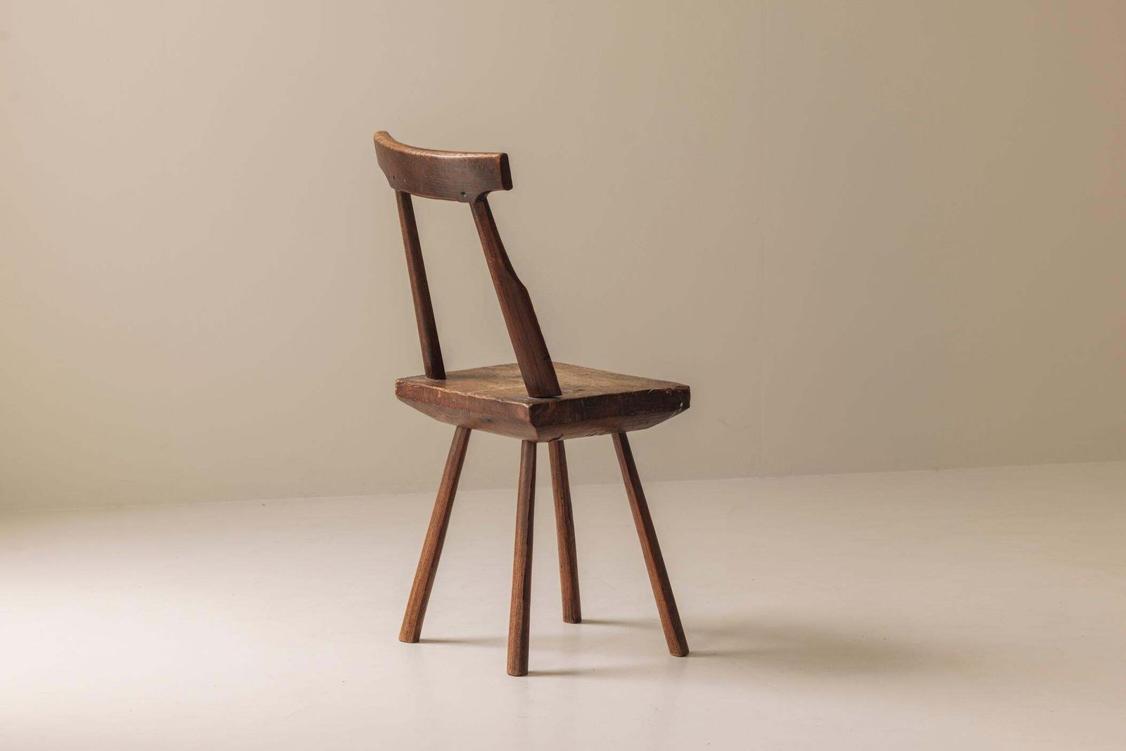 Early 19th Century Sculptural French Side Chair In Solid Oak. photo 1327.0