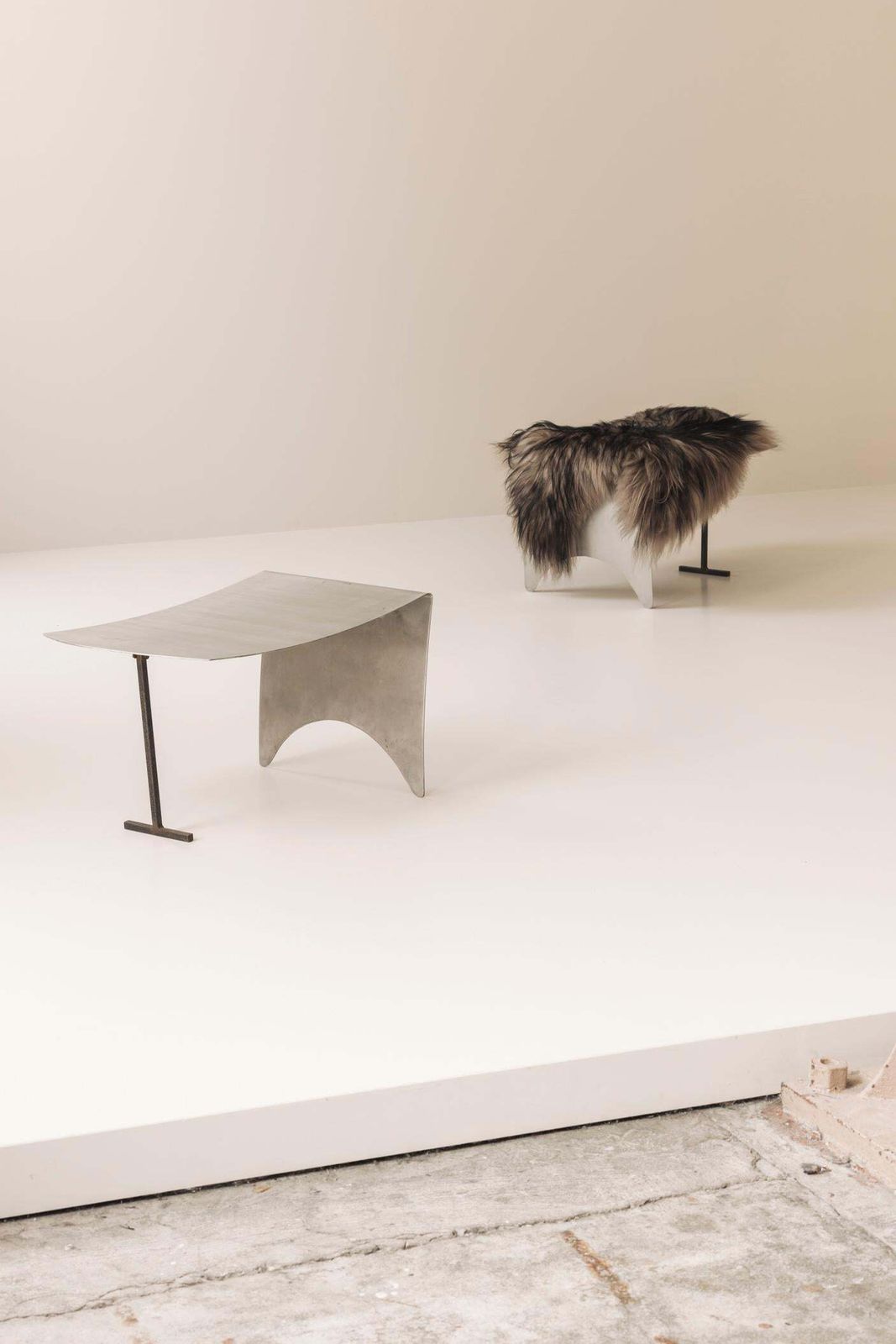 A Striking Set Modernist Curved Metal Stools From France, Dating To The 1980s. photo 1500.0
