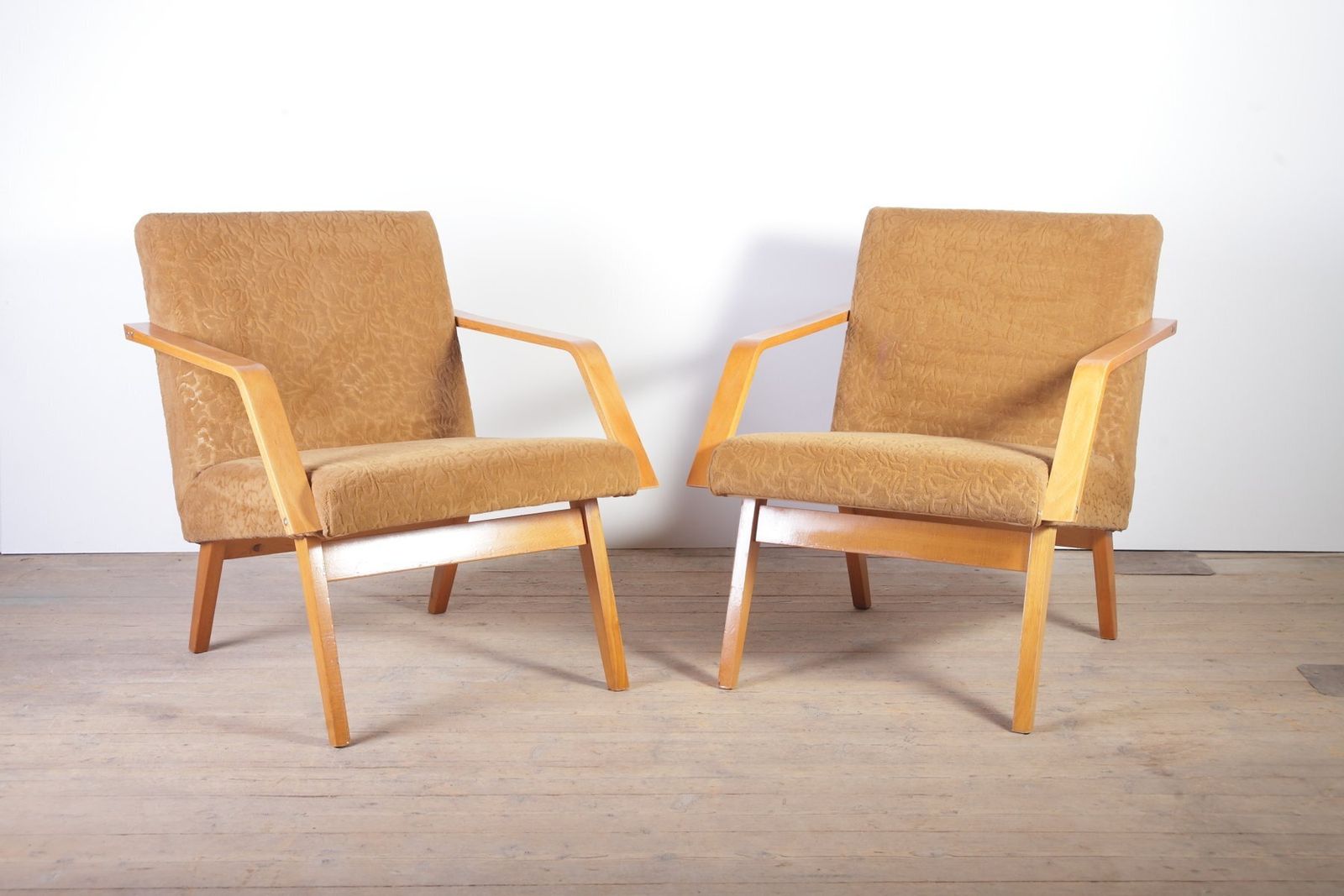 Mid Century Lounge Chairs From Mier Topolcany, Slovakia, 1960s, Set Of 2