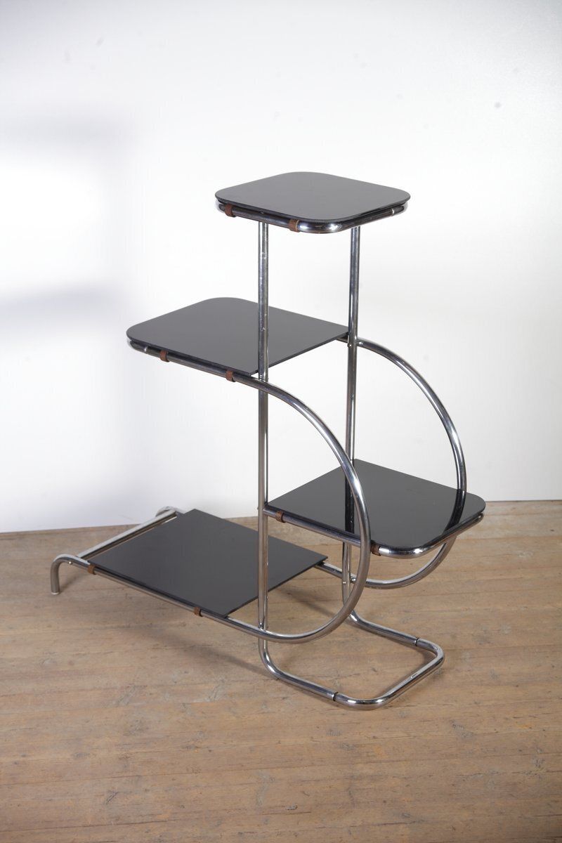 Home Decor Tubular Chrome Flower Stand By Hynek Gottwald, 1940s photo