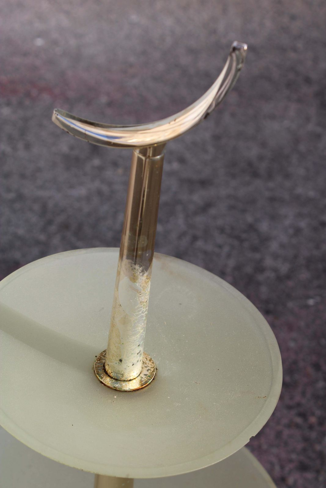 photo for sale Round Glass And Metal Riser Italia 1960 Fontana Arte Style