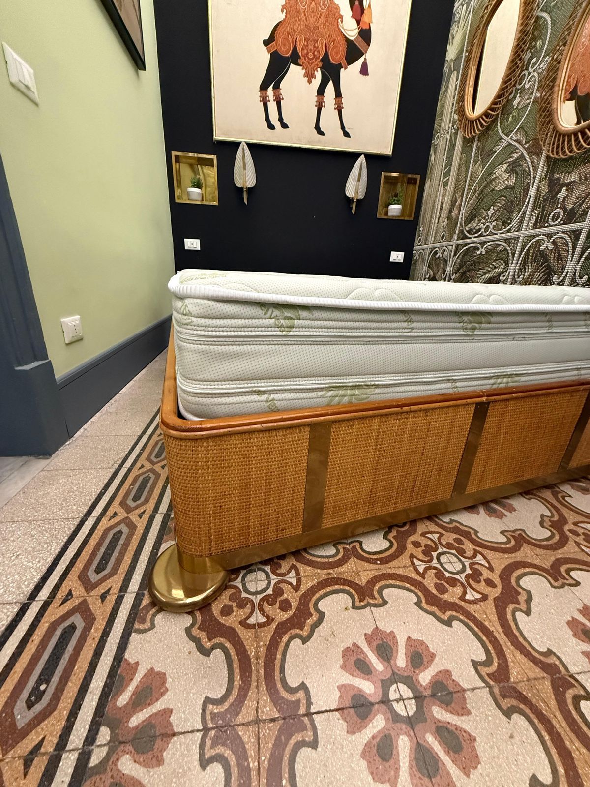 Bamboo And Brass One And A Half French Bed 1970 Italy photo furniture