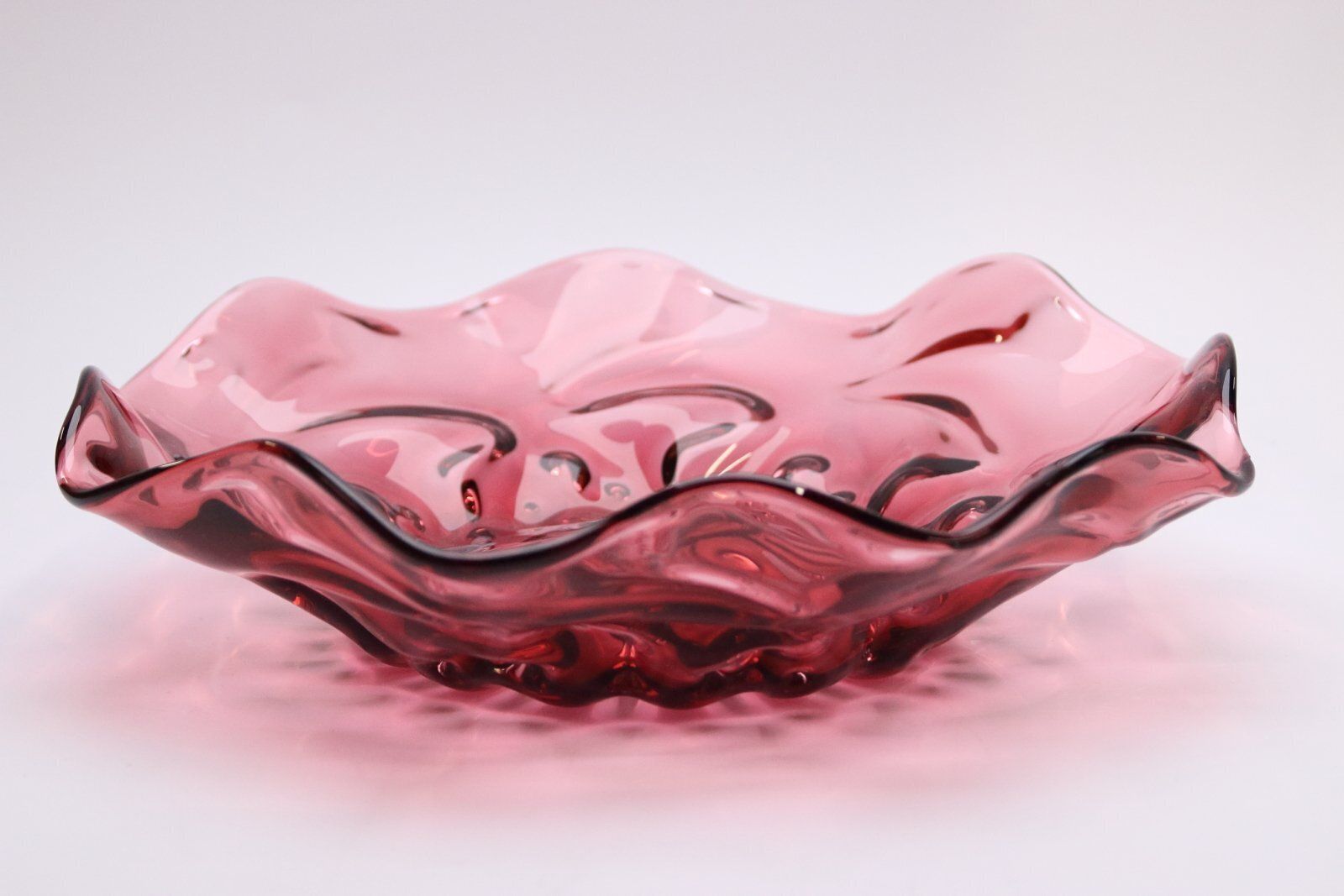 Pink Glass Bowl By Pavel Hlava For Crystalex Novy Bor, Czech, 1960s photo Home Decor