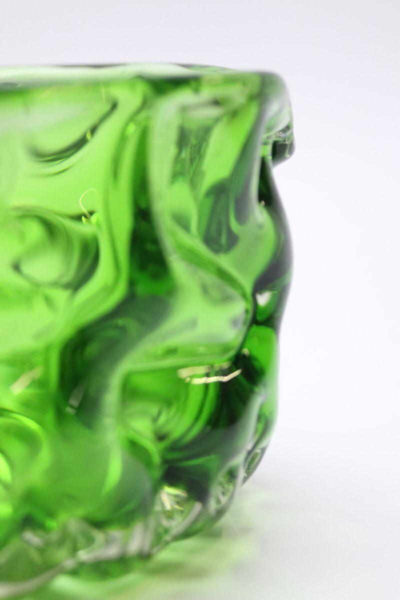 Green Glass Bowl By Pavel Hlava For Crystalex Novy Bor, Czech, 1960s photo 130.0