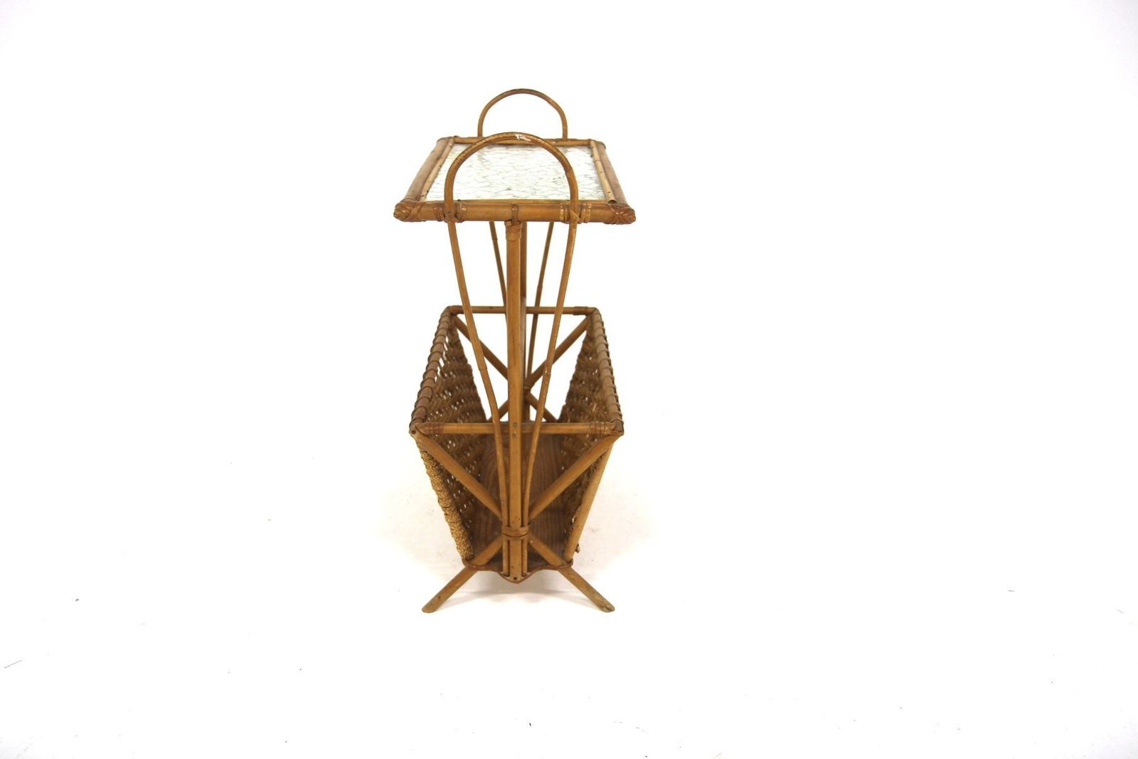 Scandinavian Rattan Magazine Rack, 1950 photo furniture