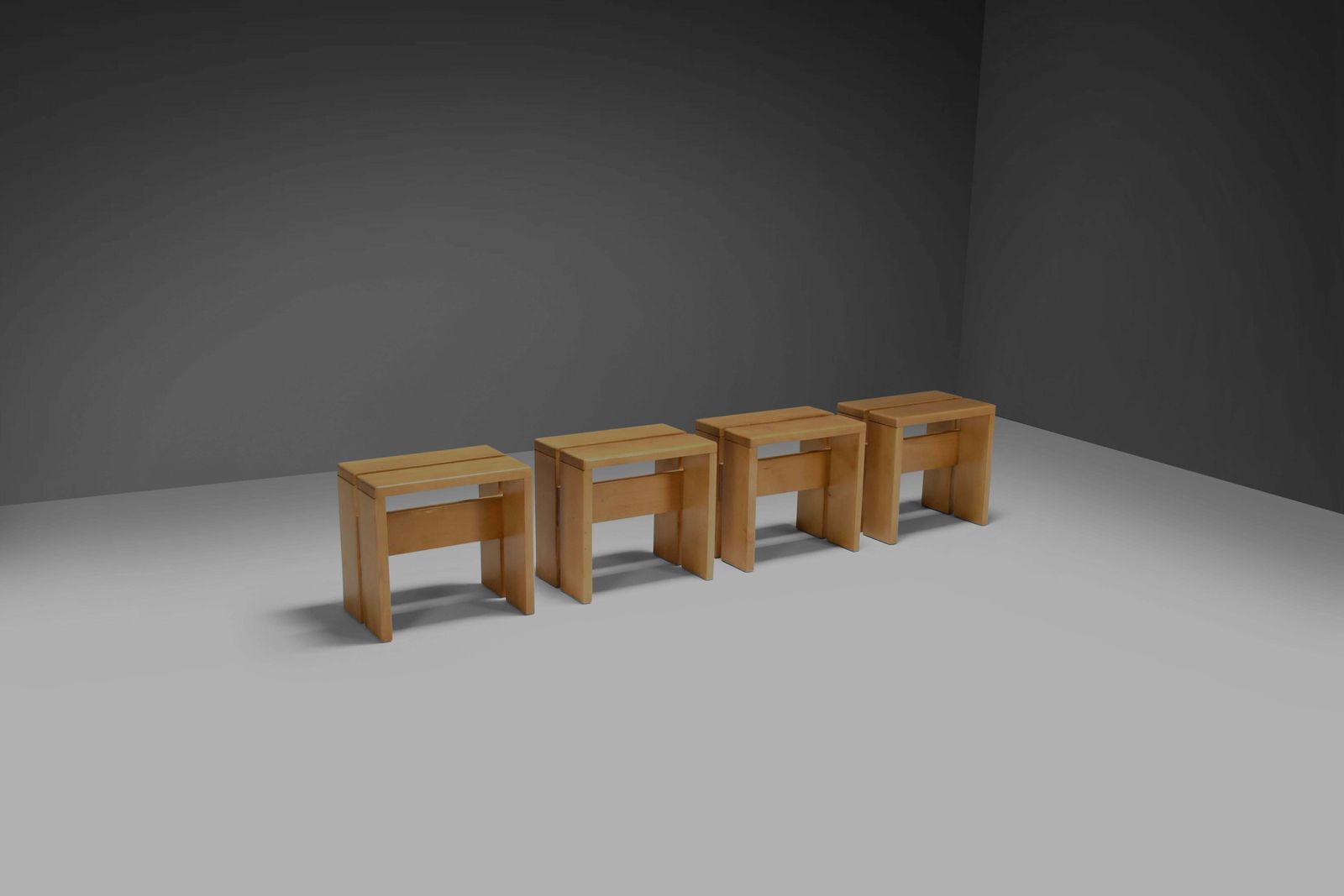 1 Of 4 Charlotte Perriand Stools For Les Arcs, France 1960s photo for sale