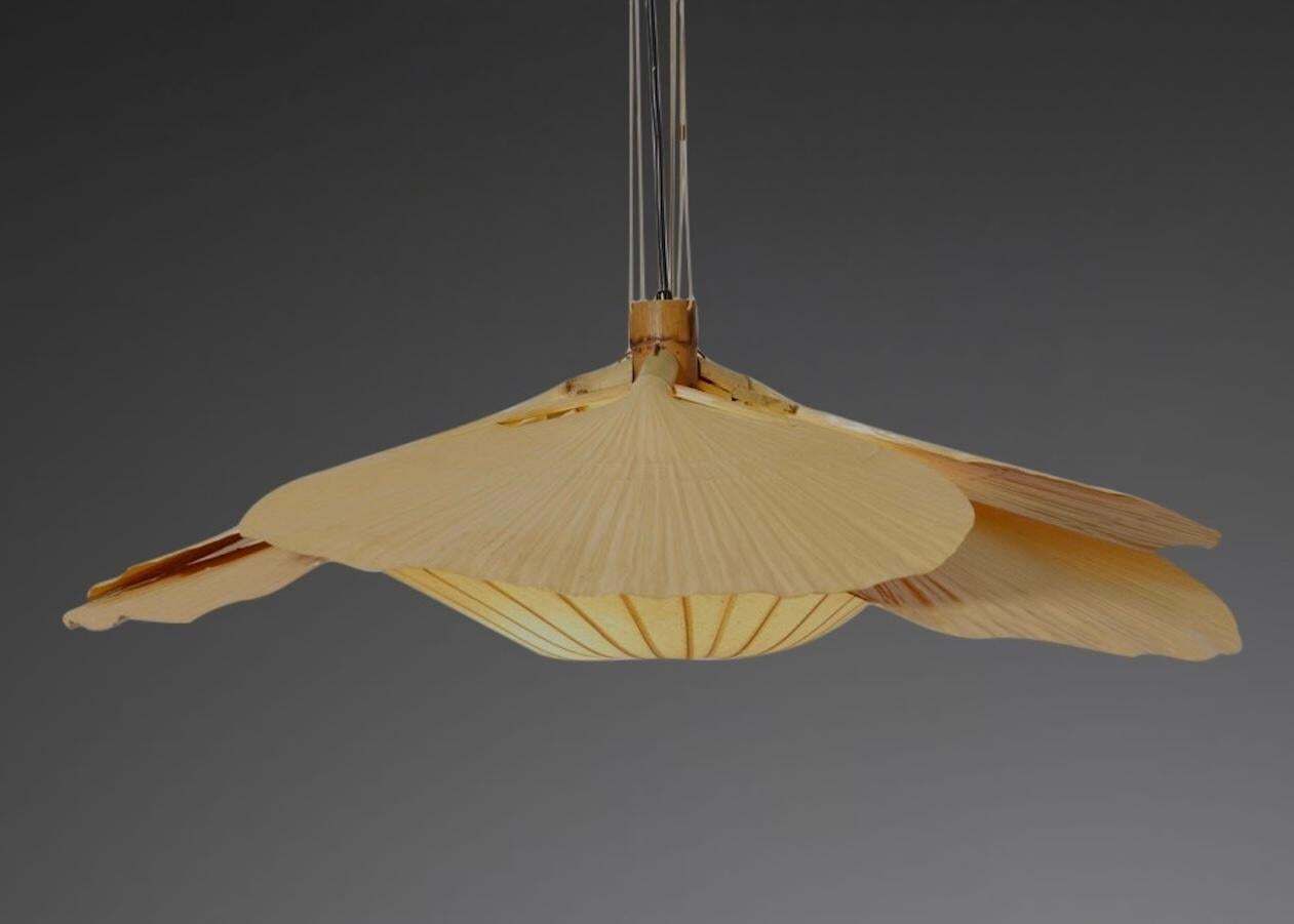 Rare Uchiwa Hana Chandelier By Ingo Maurer   Japanese Paper And Bamboo, 1970s photo furniture