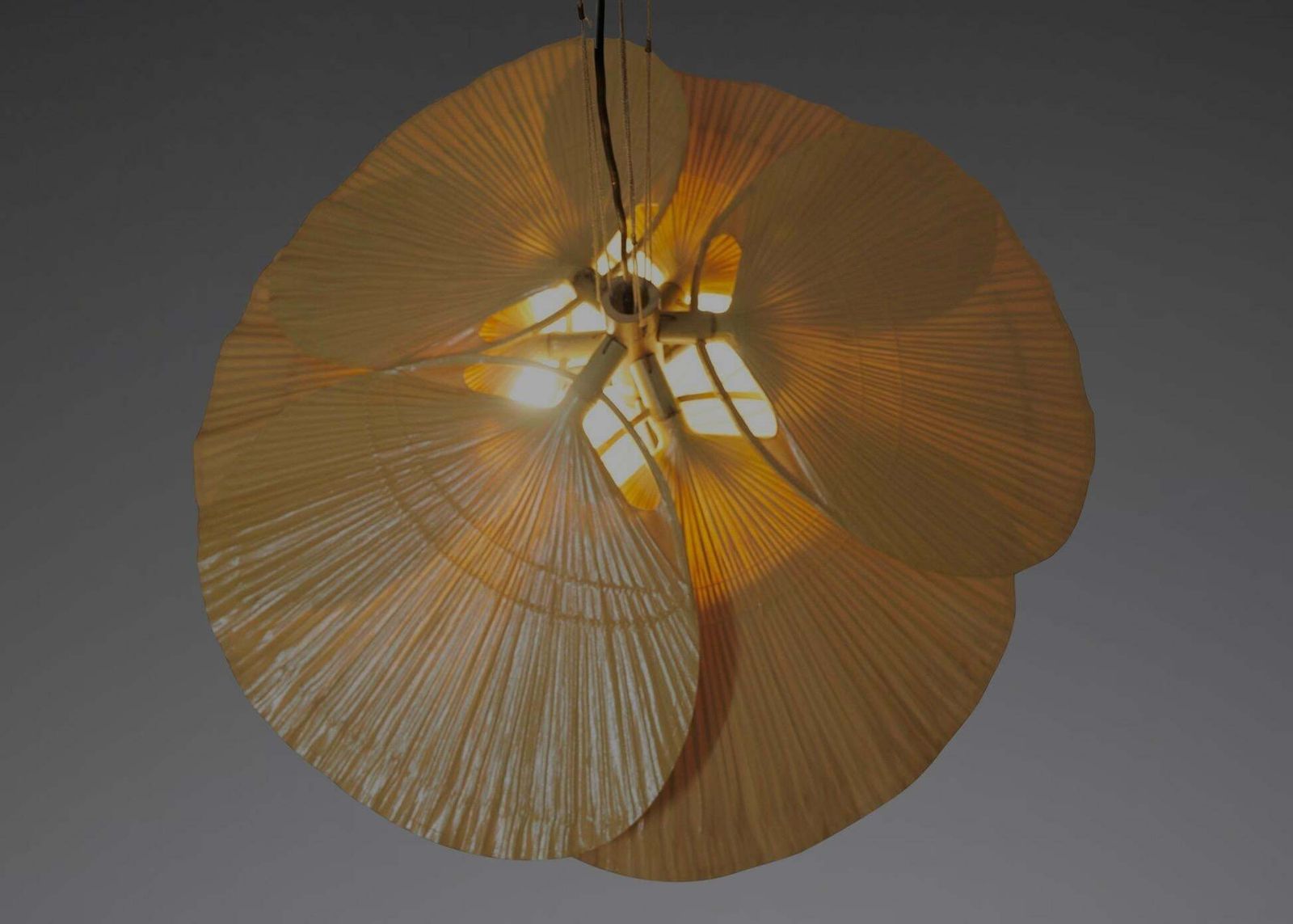 Rare Uchiwa Hana Chandelier By Ingo Maurer   Japanese Paper And Bamboo, 1970s photo 54905.0